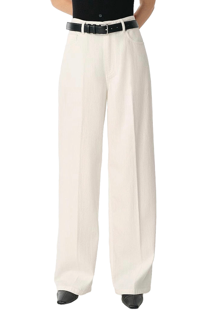 Firelady Fur  Washed Cotton Drape Wide-Leg Jeans