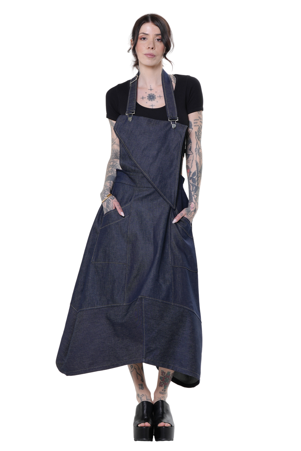 Metamorphoza Avant-Garde Denim Pinafore Dress