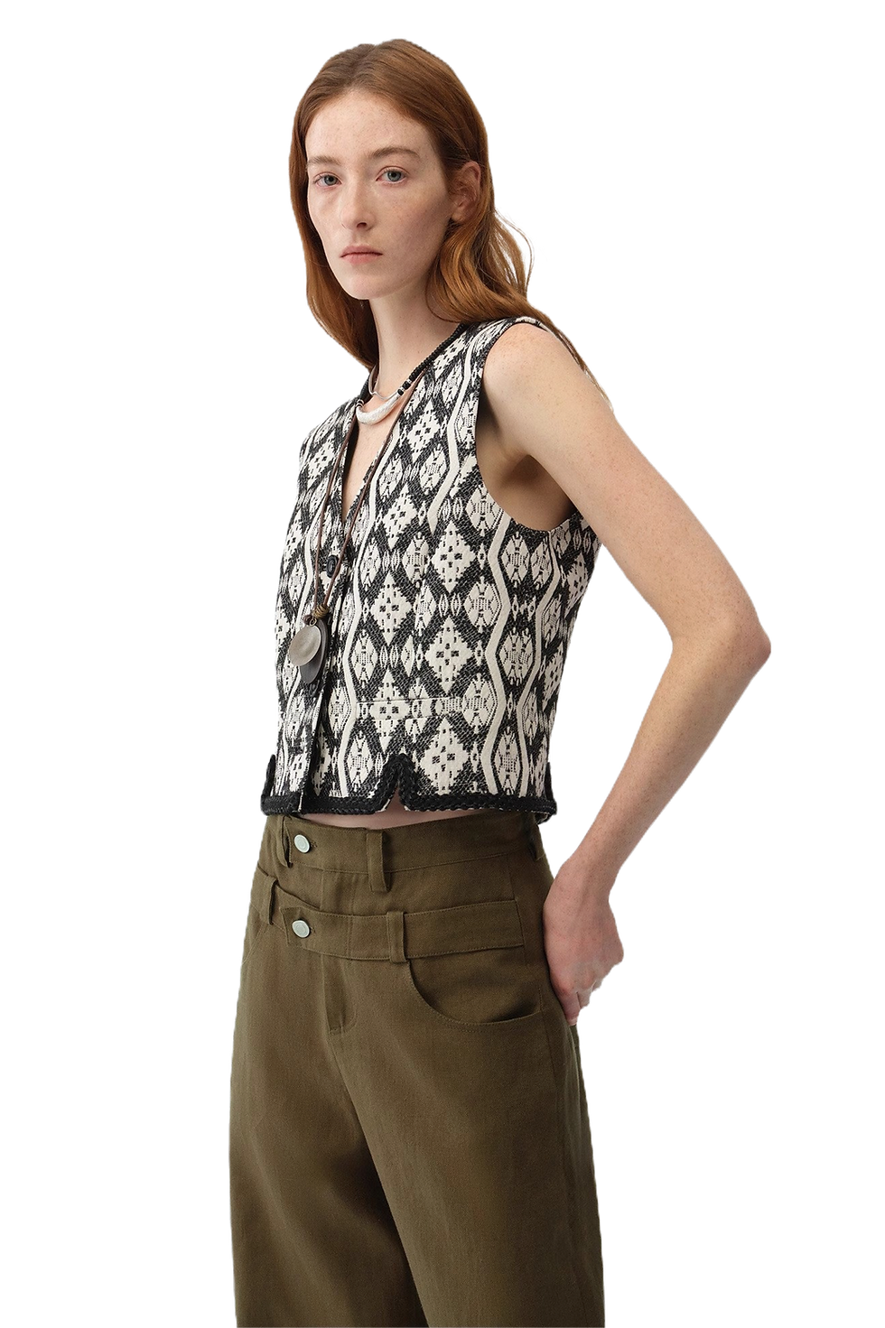 Thumbnail: Firelady Fur "Venice"  Italian Jacquard V-Neck Vest