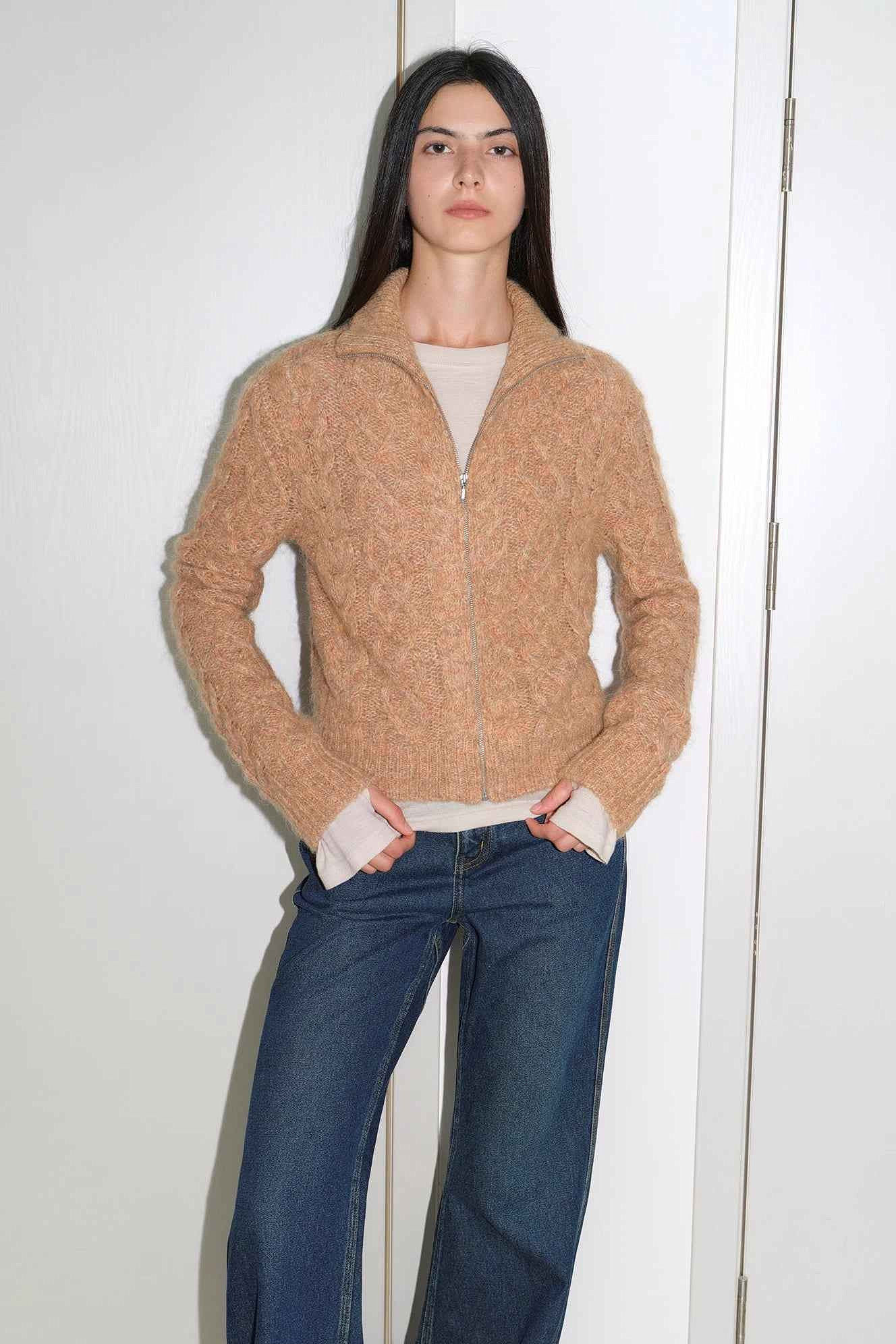 Firelady Fur "Romantic Cable" Vintage Mohair Wool Cable Knit Cardigan