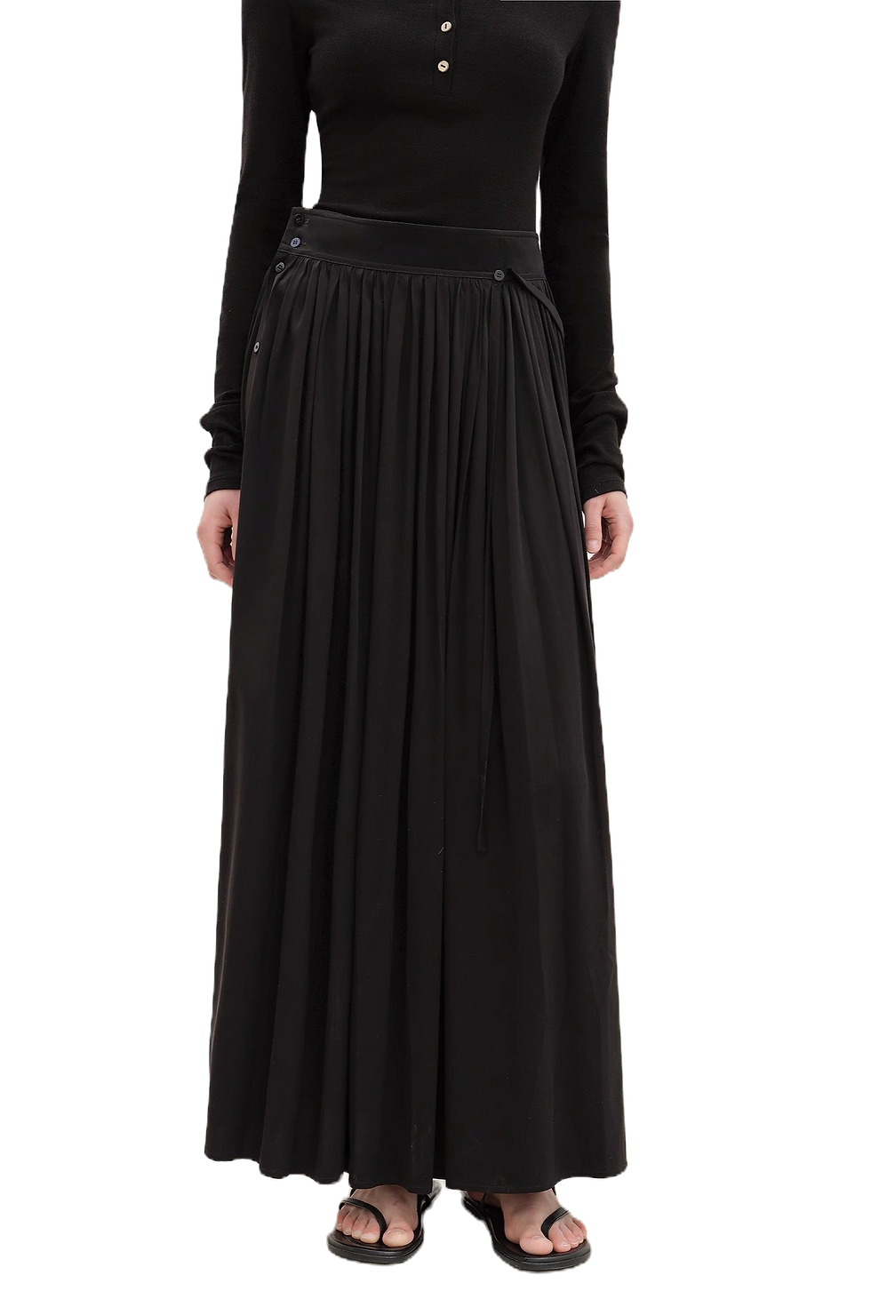 Thumbnail: Firelady Fur "Floating Lights on the Sea" Adjustable Waist Pleated Maxi Skirt