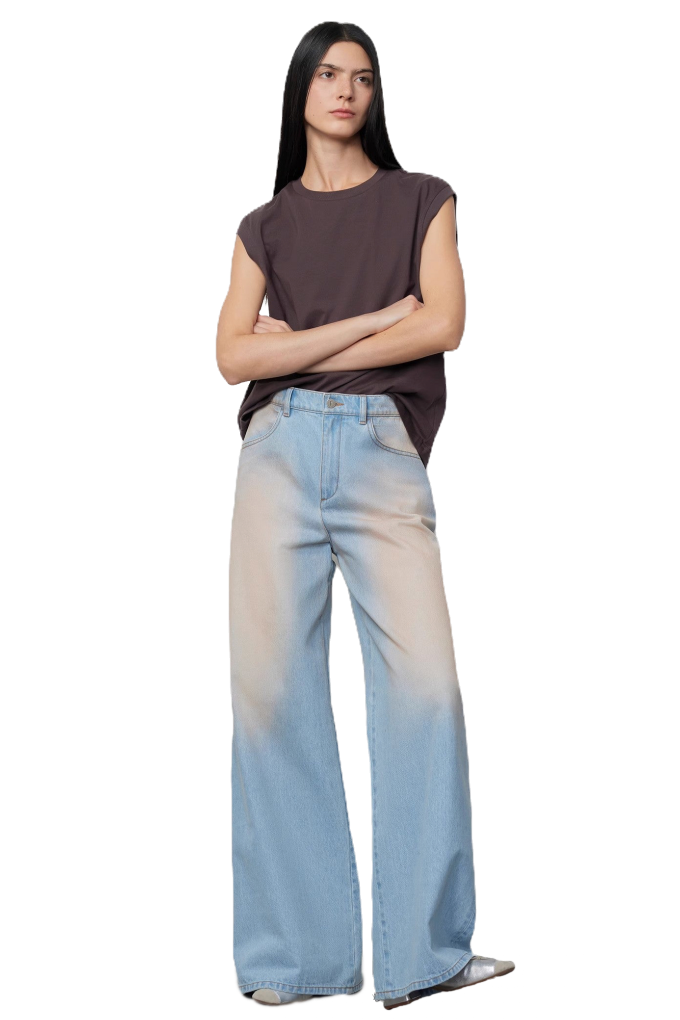 Firelady Fur "Wantful Fantasy" Heavy Industry Washed Spray Color Wide Leg Jeans