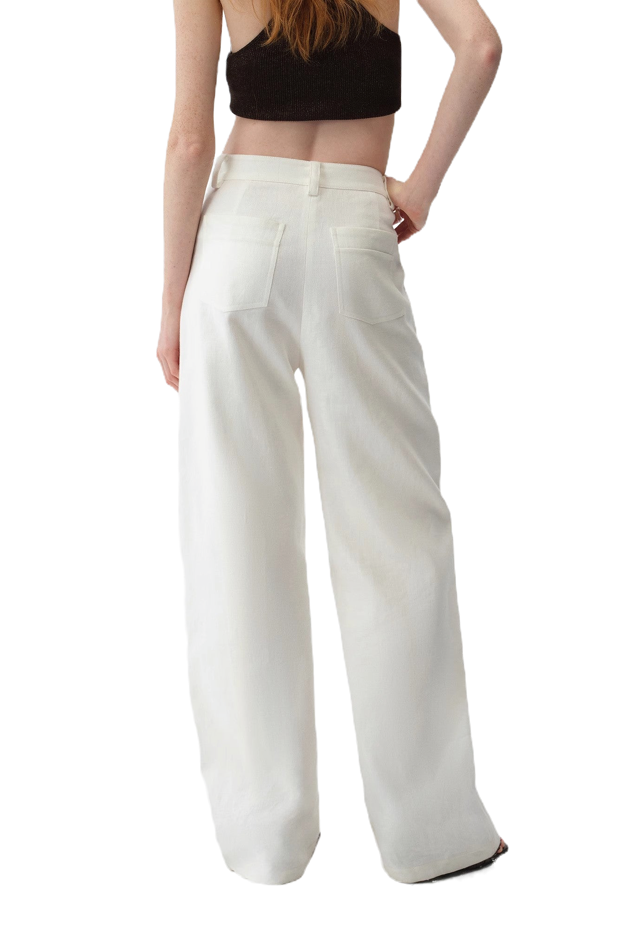 Firelady Fur  "Weiss Love Letter"  Linen Double Waistband Pants