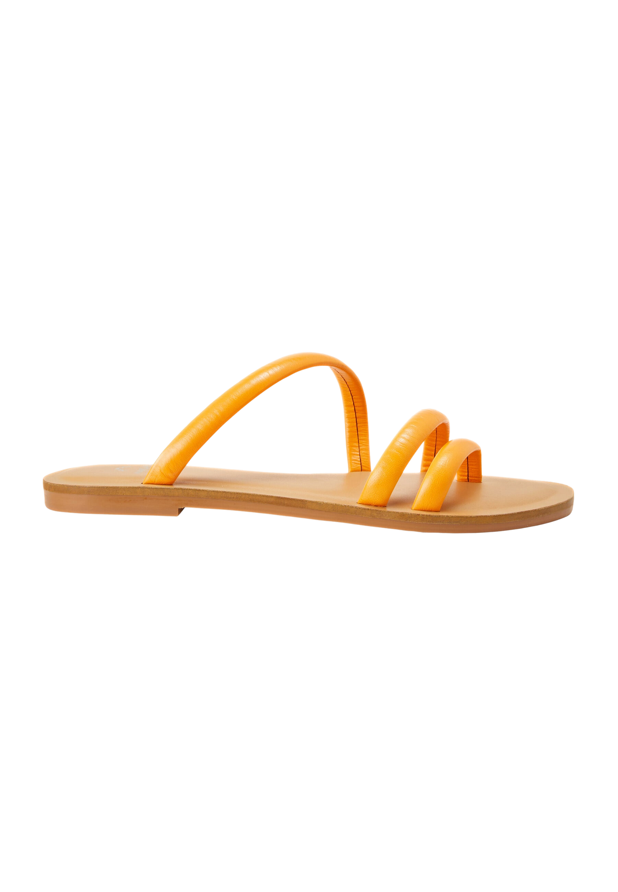 Mangara Atelier Minimalist Calf Leather Three-Strap Flat Slide Sandals