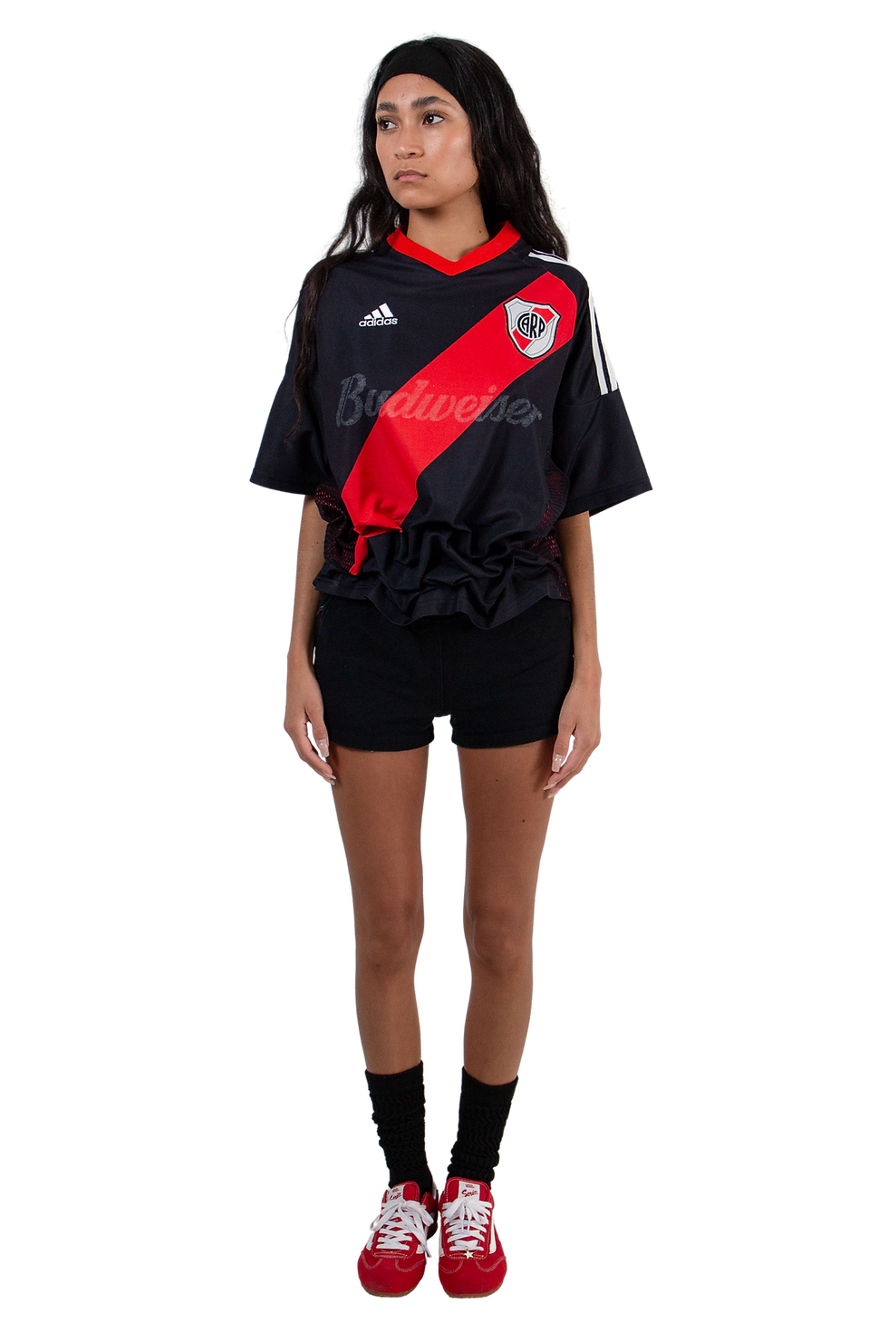 VLACKBOOK Vintage Hand Smocked Soccer Jersey in Black/Red