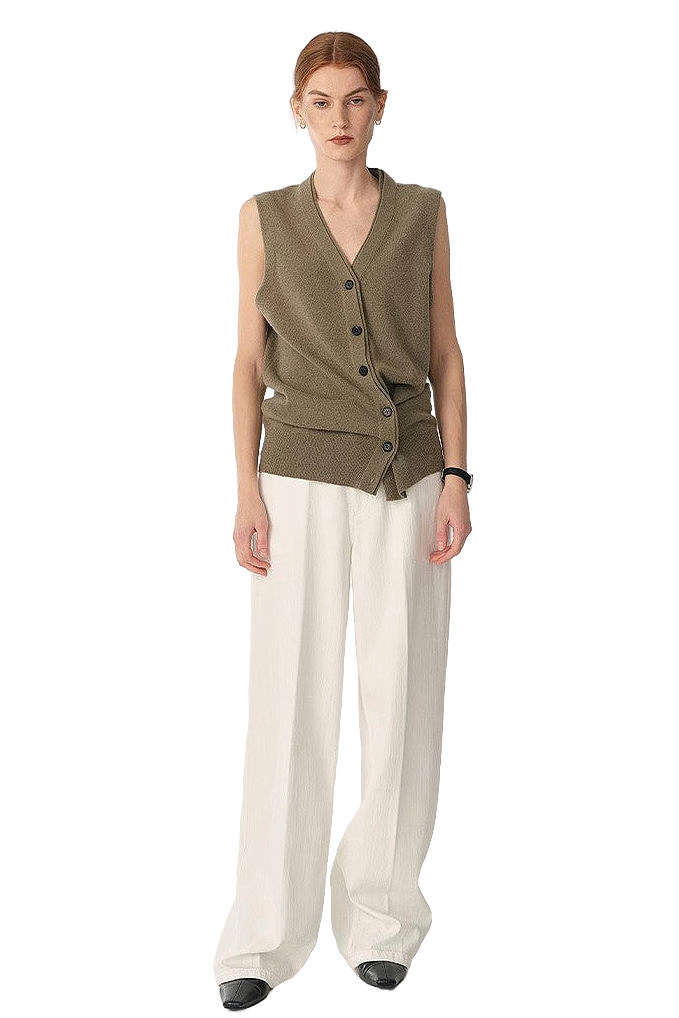 Firelady Fur Washed Cotton Drape Wide-Leg Jeans