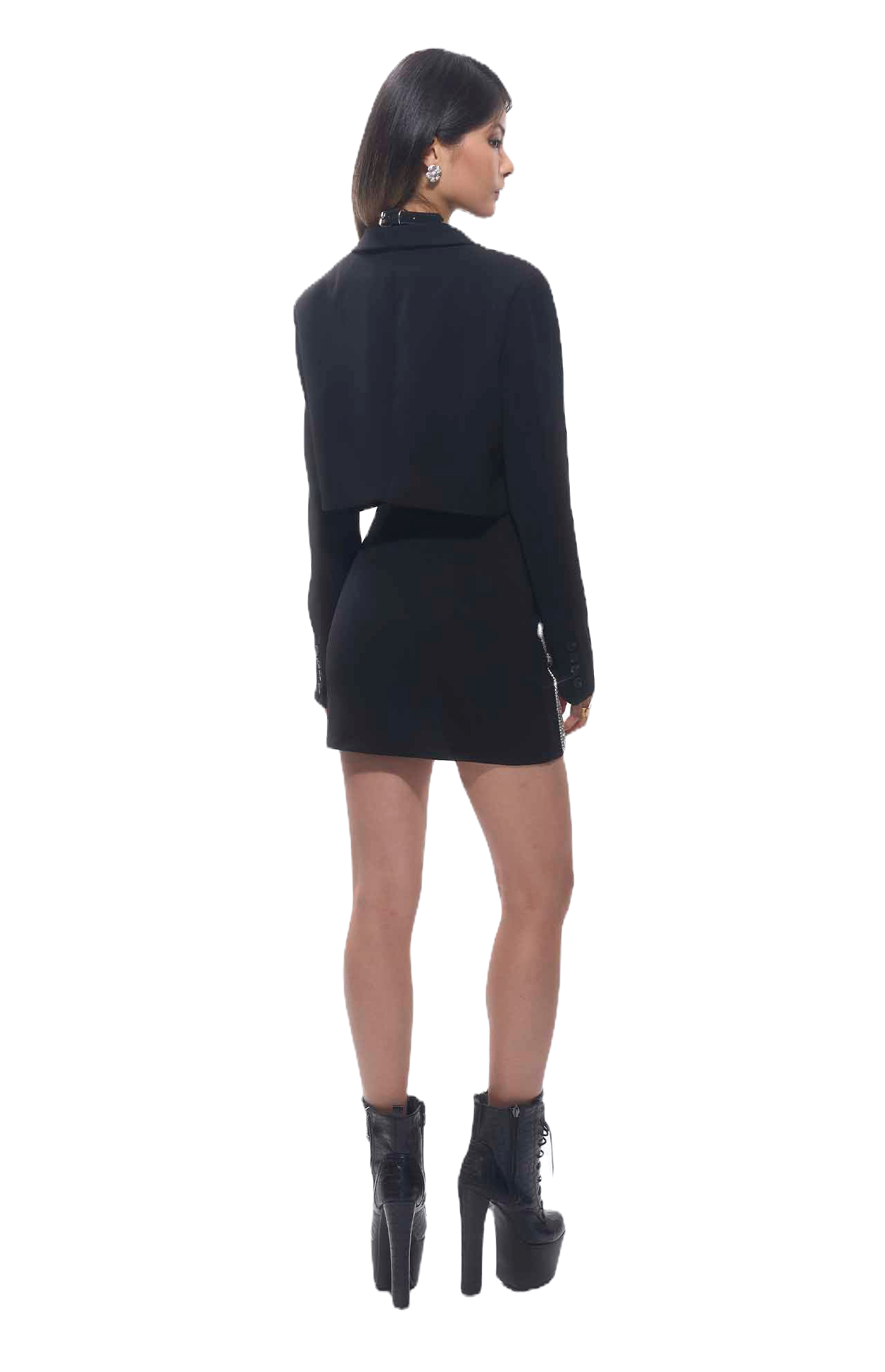 GUZUNDSTRAUS Crystal Bow Blazer & Mini Skirt Set