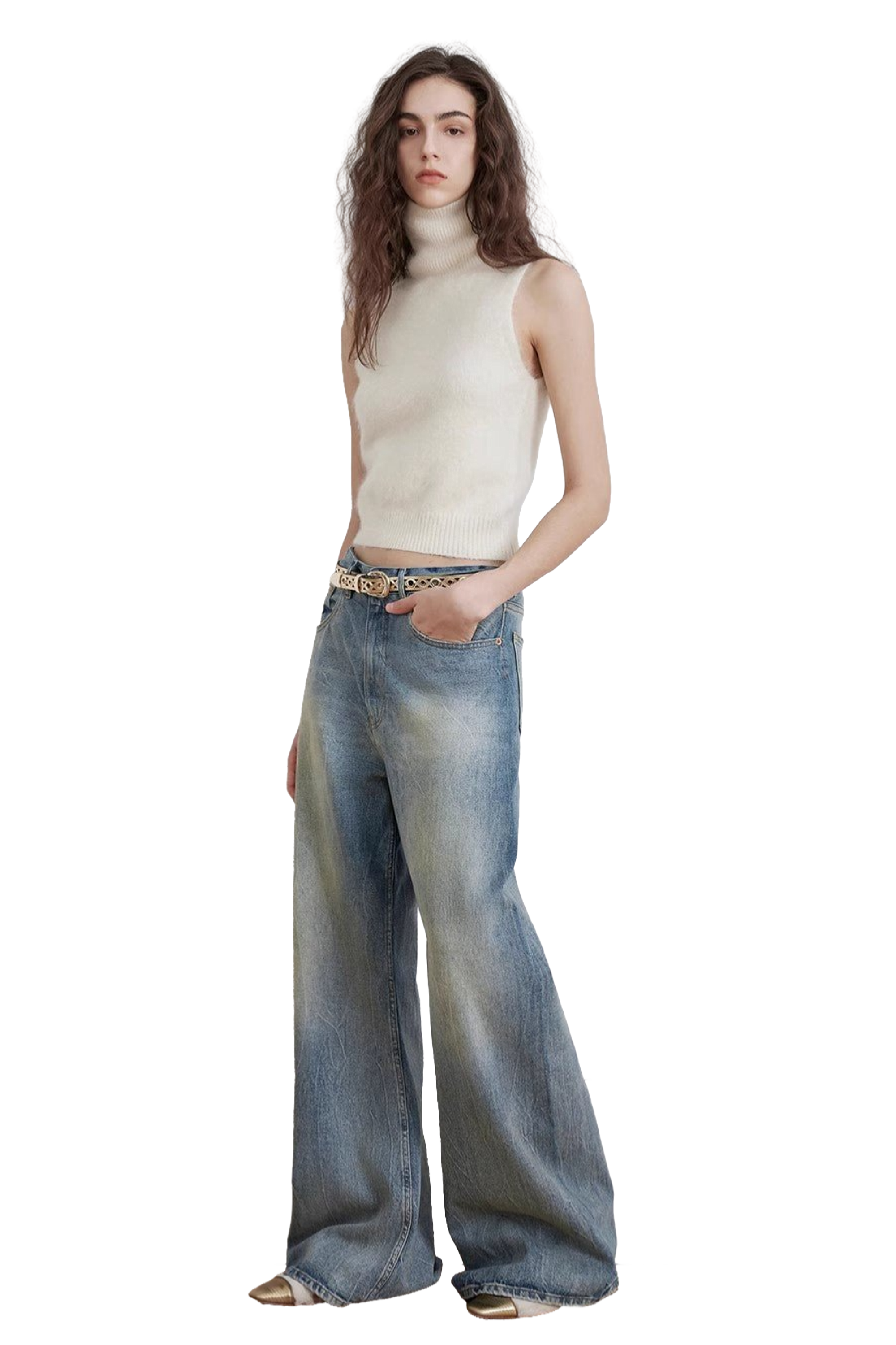 Firelady Fur "Magic Dream" Modern Washed Wide Leg Jeans