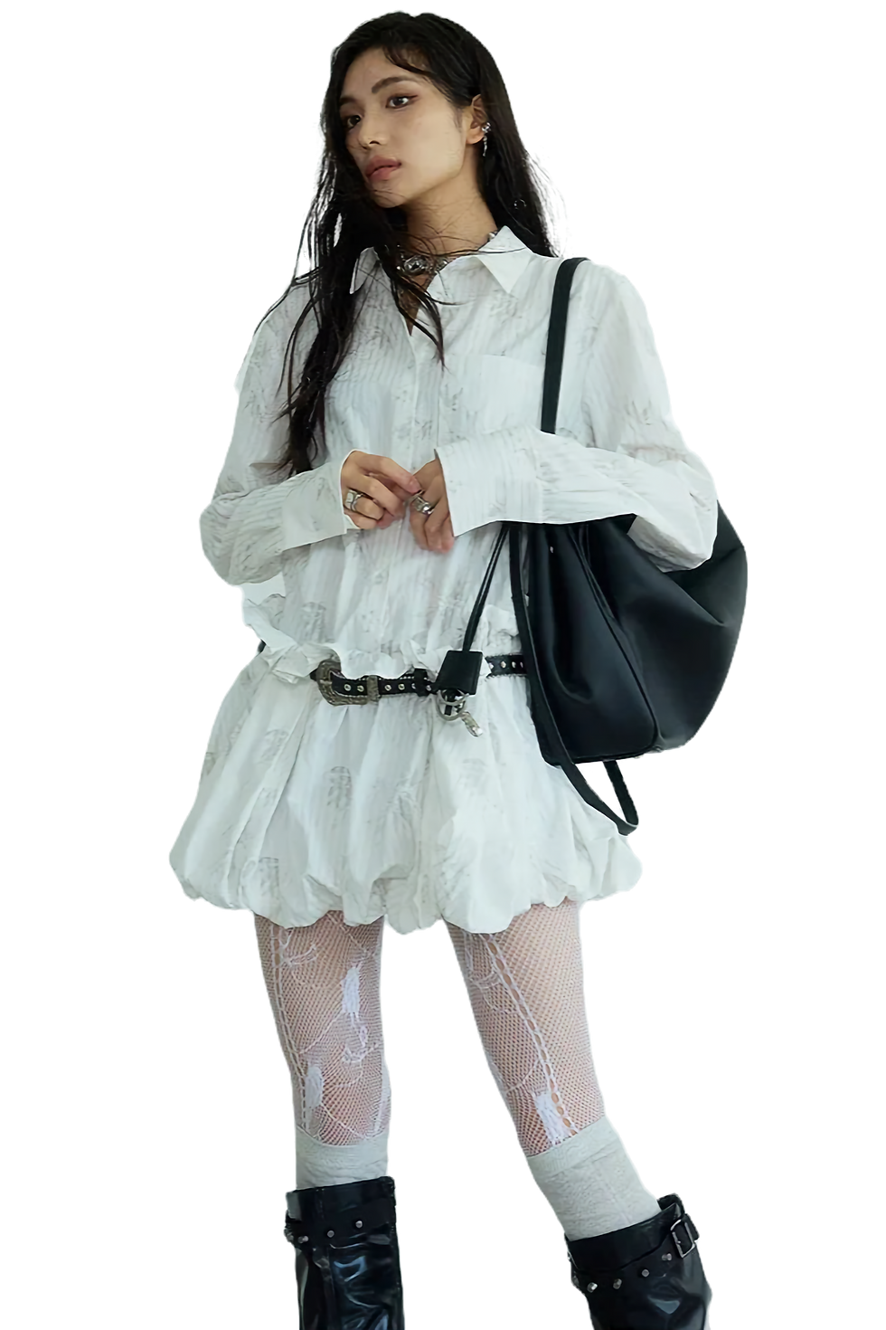 Thumbnail: Marigold Shadows Peechu Button Up Puff Dress