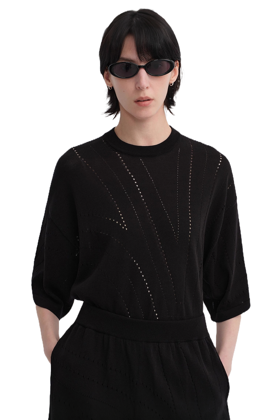 Thumbnail: Firelady Fur Customized Acetate Cotton Geometric Knit T-Shirt and Shorts Set