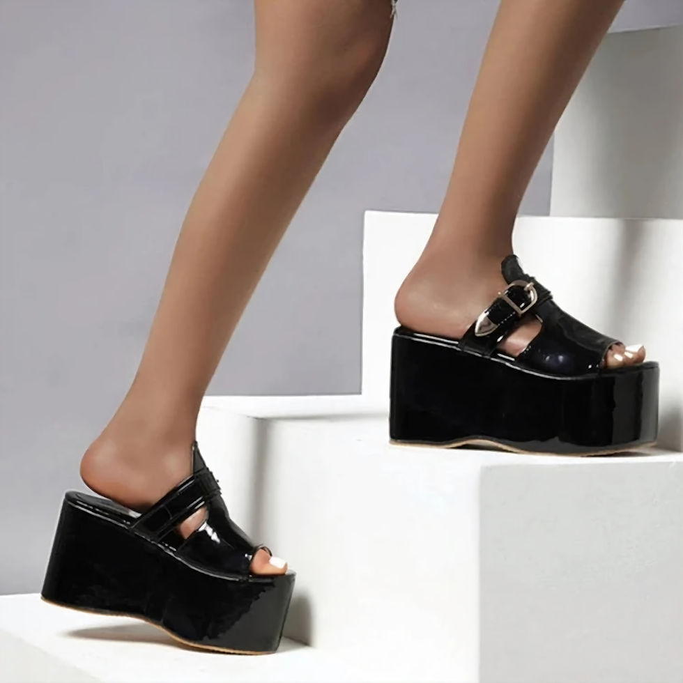Marigold Shadows Asuandra Platform Slide in Black