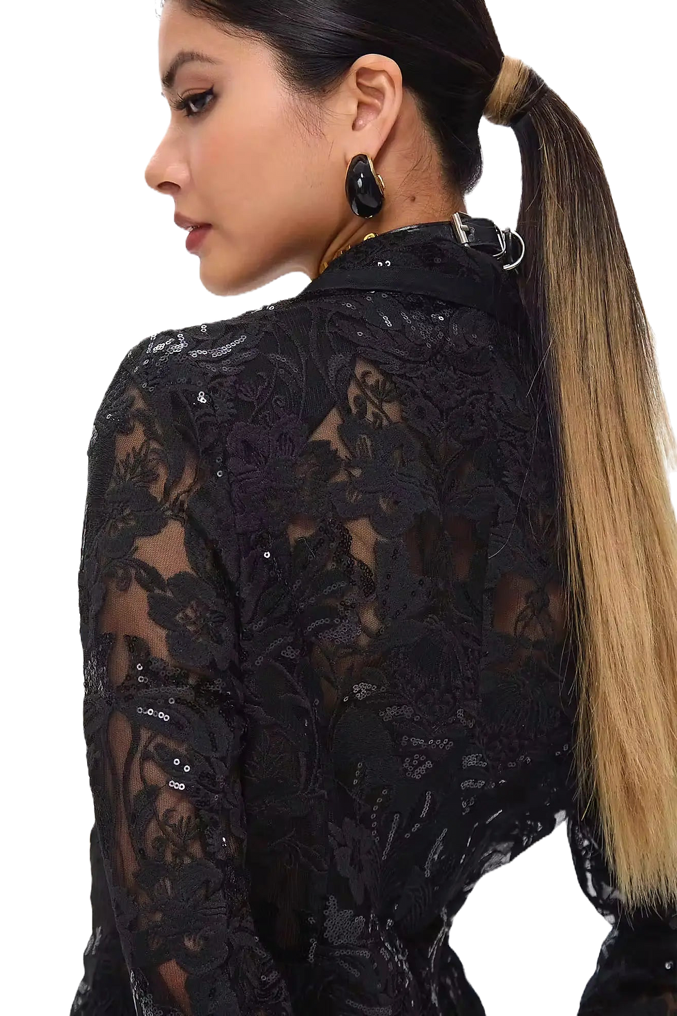 Thumbnail: GUZUNDSTRAUS Carie Sequin Floral Blazer Set in Black