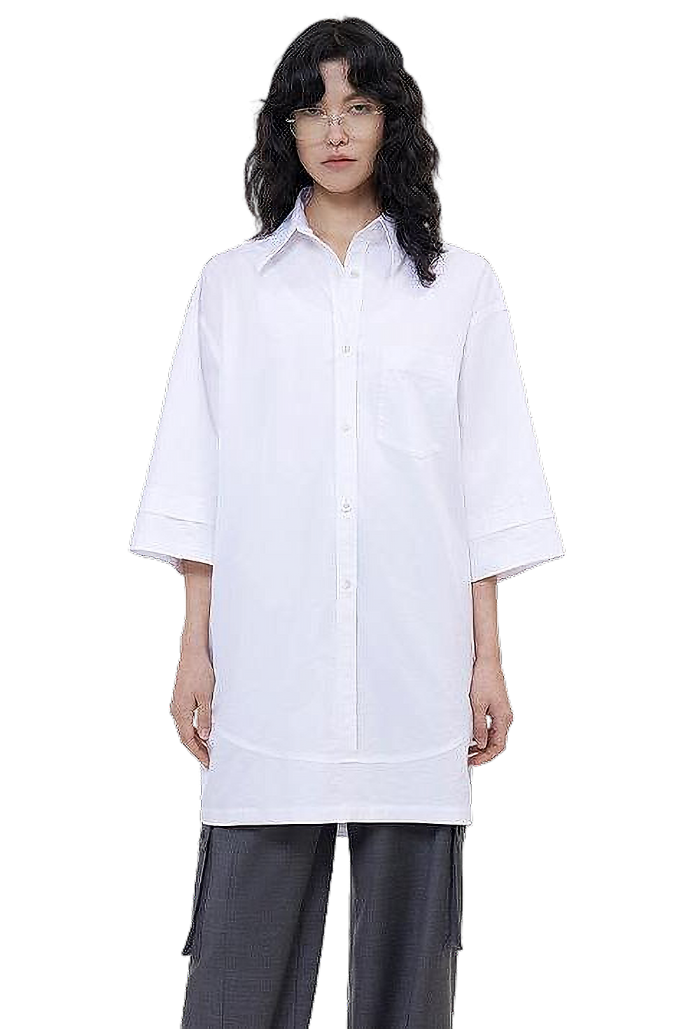 Thumbnail: Firelady Fur Workplace Siren Oversize Pullover Cotton Work Shirt