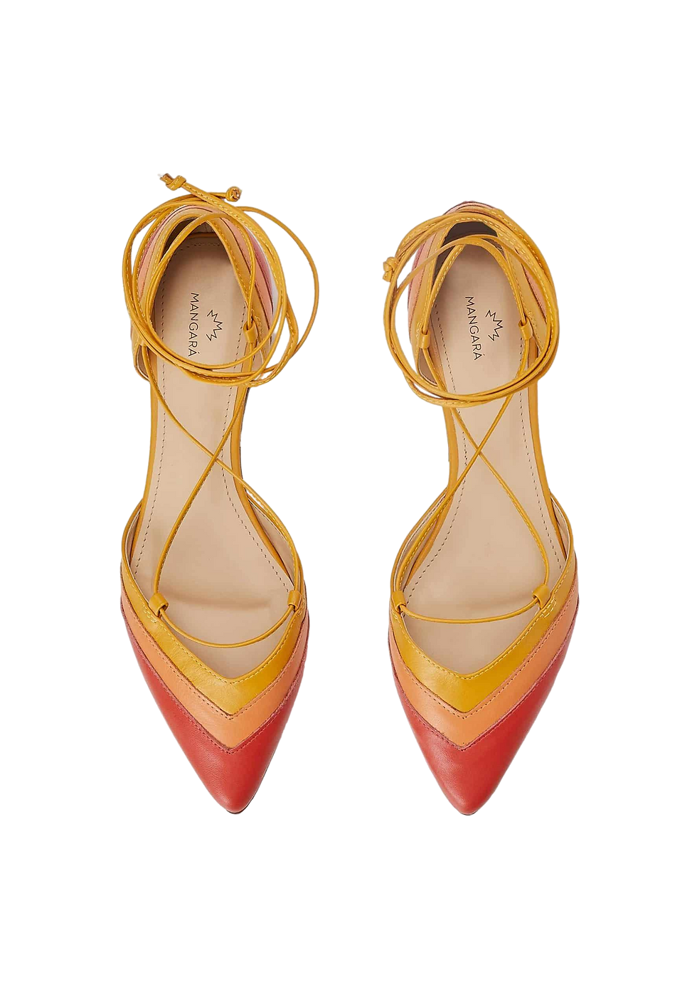 Thumbnail: Mangara Atelier Cereja Summer Flat Tie-Up Calf Leather Sandals