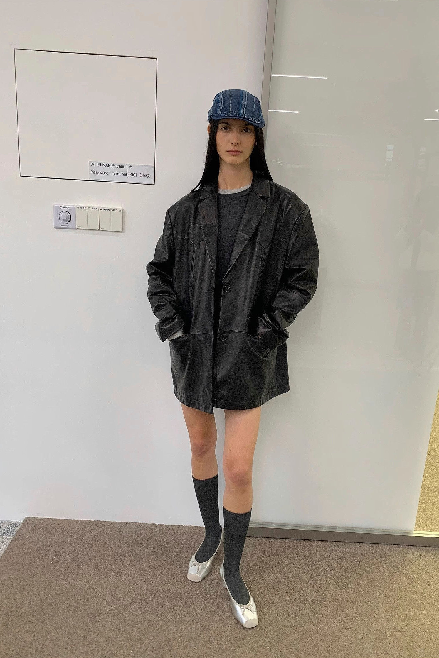 Firelady Fur “Nostalgic Denim” Custom-Dyed Goat Leather Genuine Leather Blazer