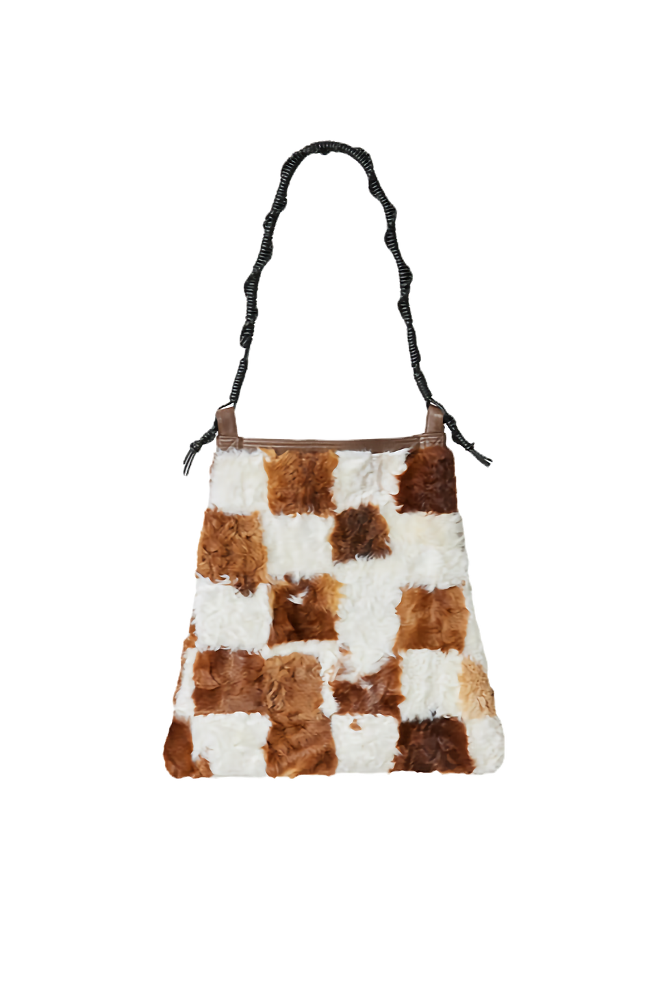 Firelady Fur x Jacques Wei Retro Contrasting Checkerboard Wool Fur Shoulder Bag