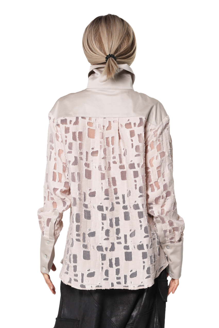 Metamorphoza Textured Sheer Shirt with Statement Collar