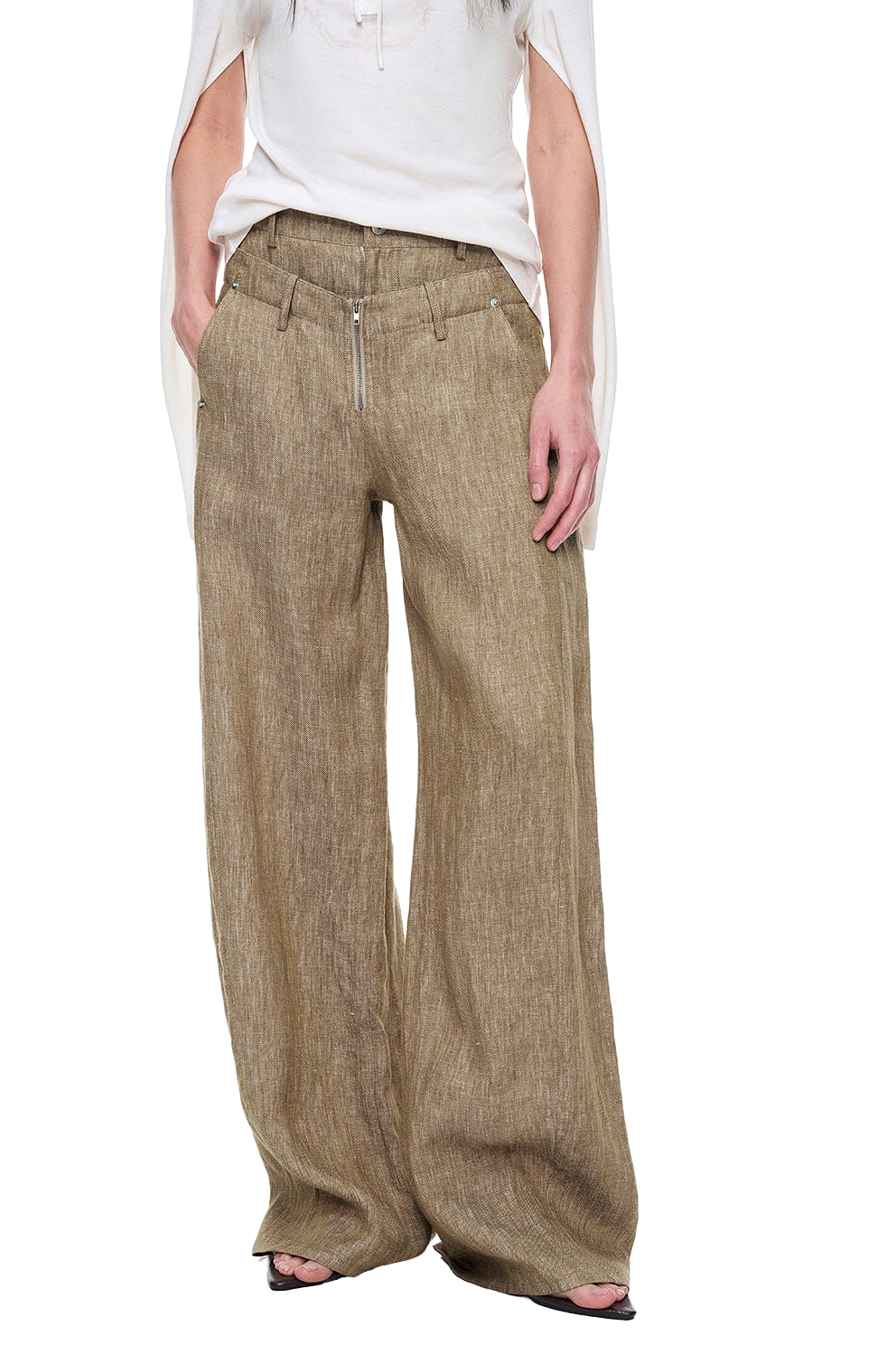 Firelady Fur "Berlin Street" Linen Double Waist Casual Trousers