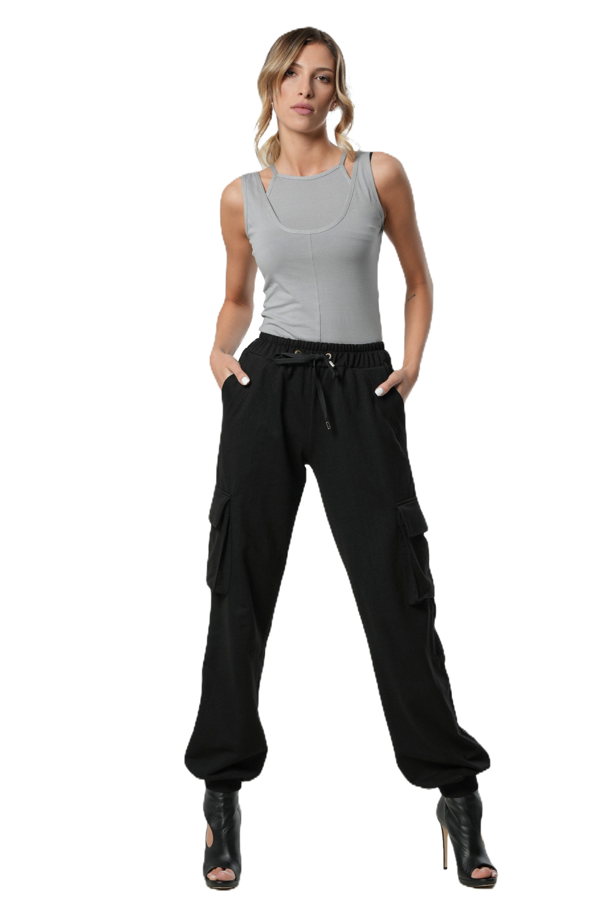 Metamorphoza Casual Cargo Pants In Black