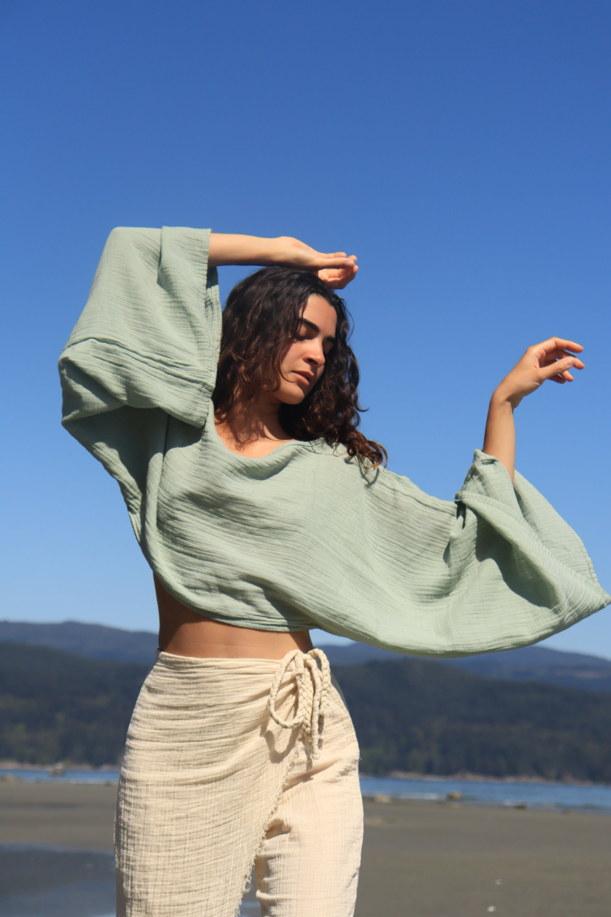 Heart Earth Craft Organic Cotton Long Sleeve Crop Top | Indie Identity