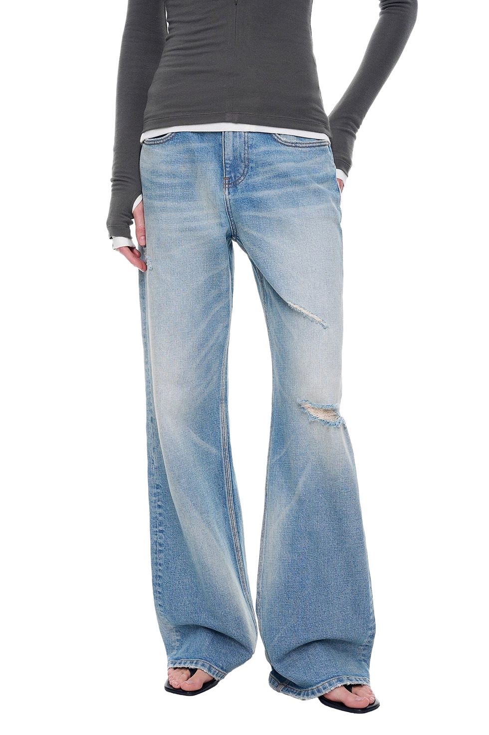 Firelady Fur "West City Rhythm" Handmade Whisker Washed Flared Jeans