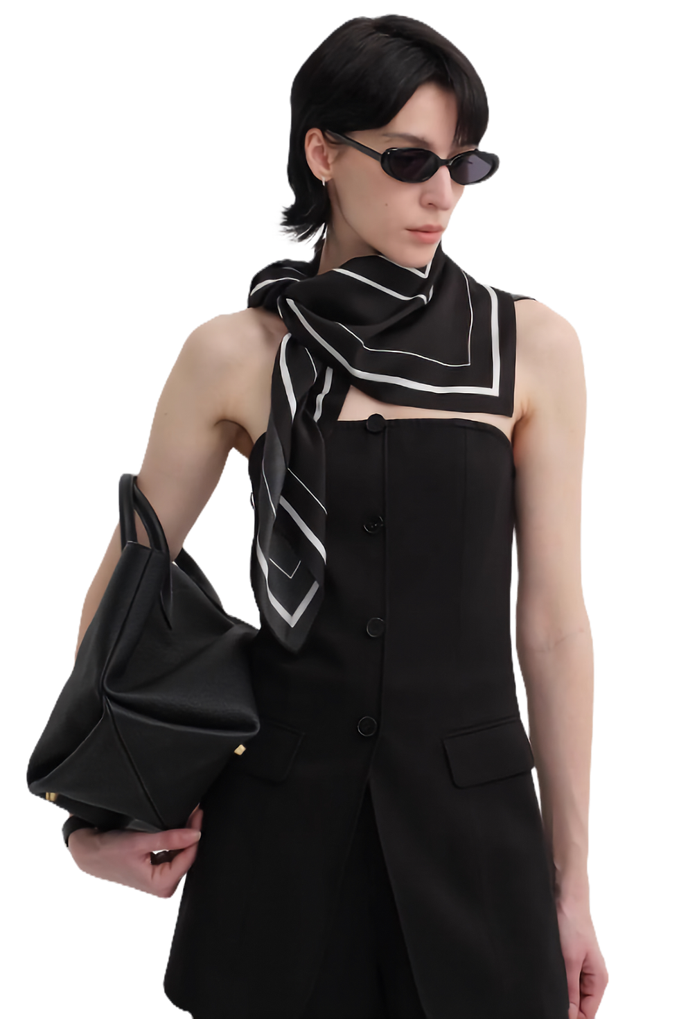 Thumbnail: Firelady Fur Stretch Silk Original Geometric Print Silk Scarf