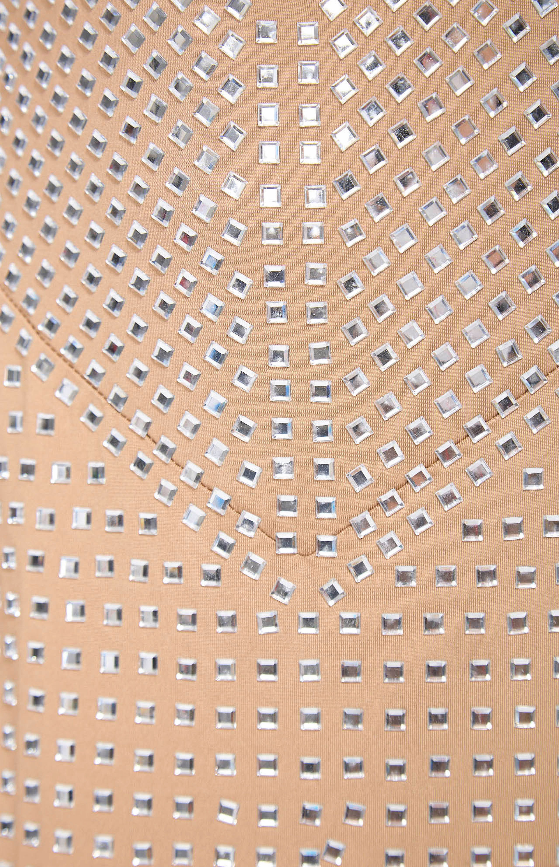 GUZUNDSTRAUS Vena Embellished Cut-Out Crystal Maxi Dress Beige