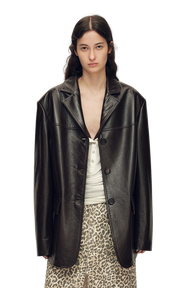 Firelady Fur "Sydney Echoes" Sheepskin Jacket Blazer in Vintage Meillard Suede in Dark Brown