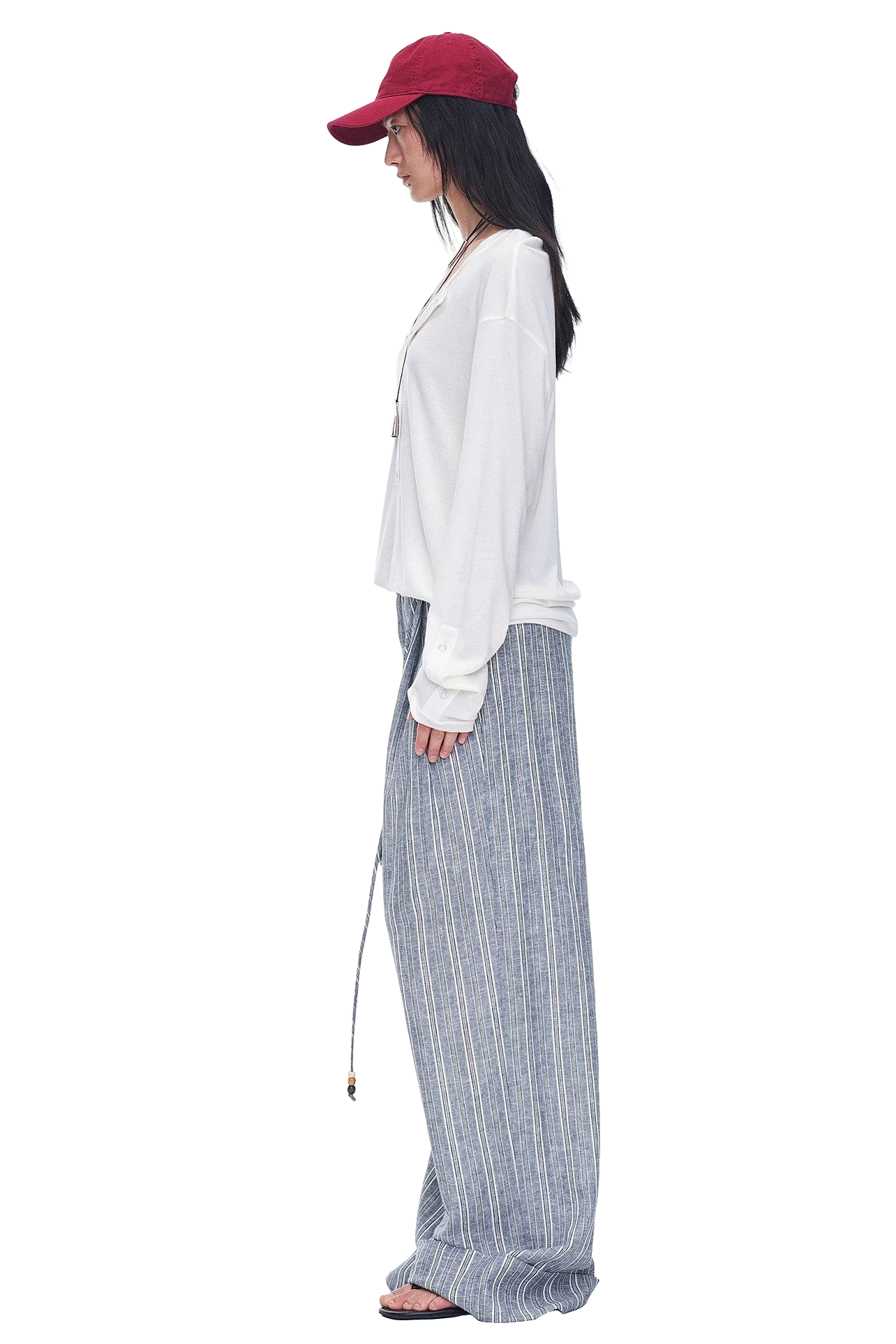 Firelady Fur "Free Afterglow" Retro Style Linen Wide-Leg Casual Pants