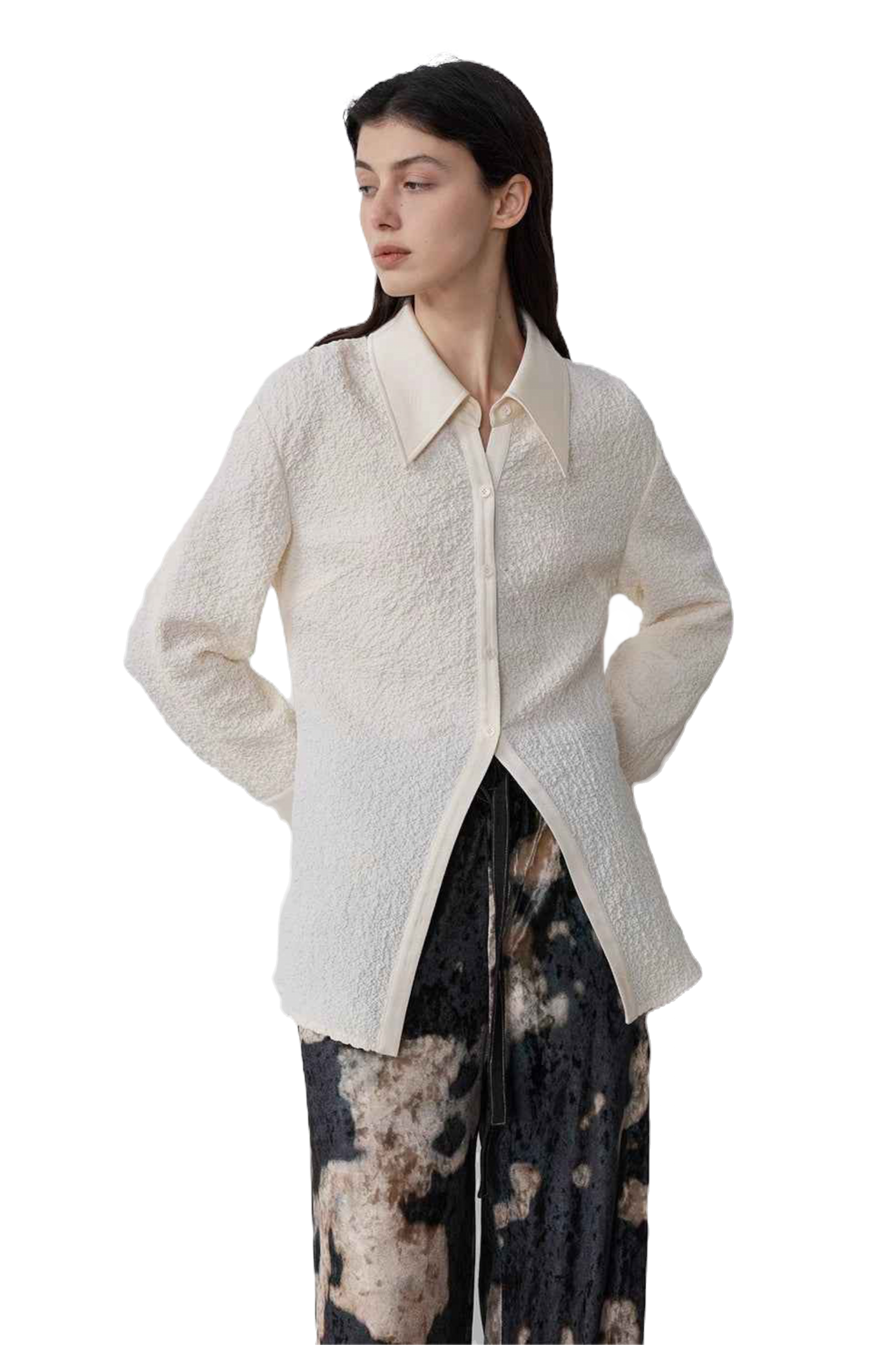 Firelady Fur "Art Bubble" Retro Embossed Bubble Cotton Long-Sleeved Shirt