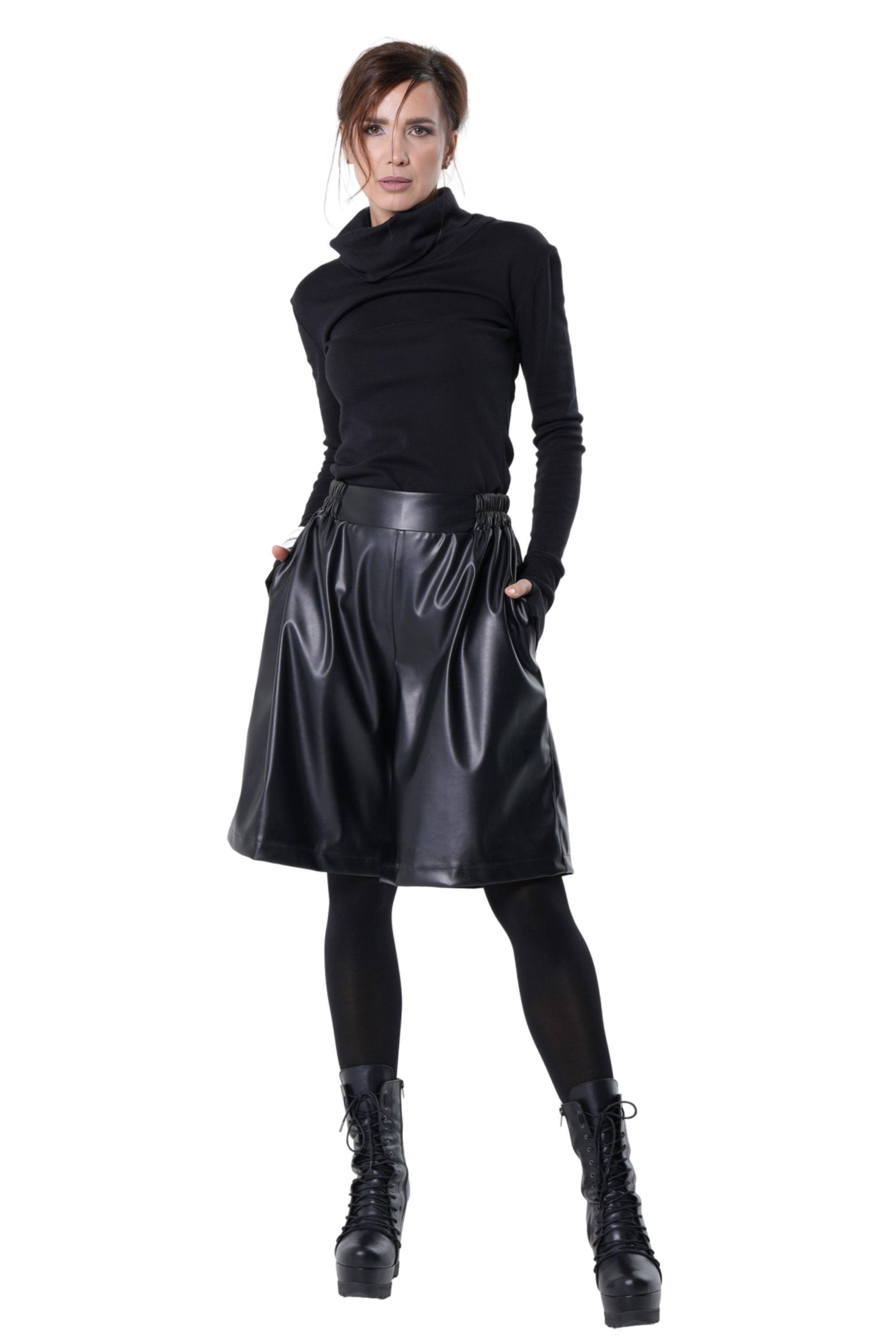Metamorphoza Vegan Leather Bermuda Shorts In Black