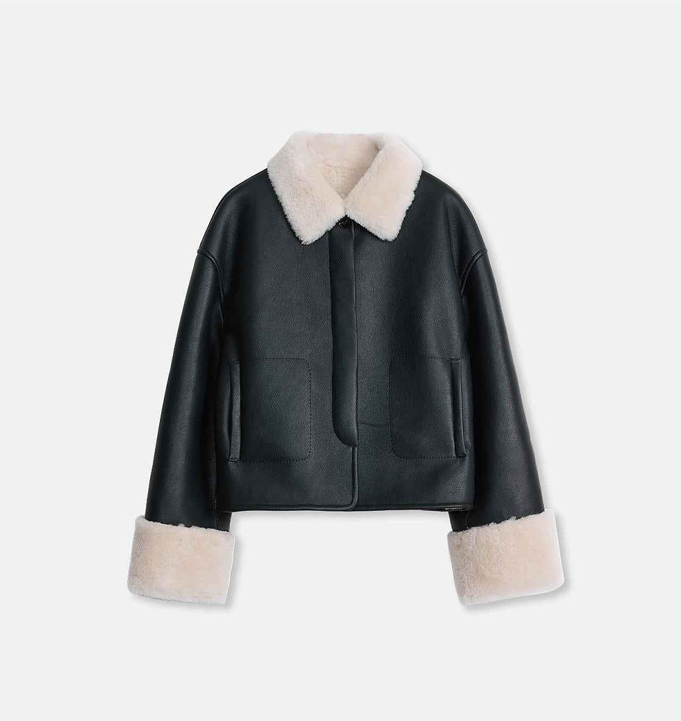 Thumbnail: Fireladyfur Women's Faux Leather Shearling Jacket - Long Wool Suede Coat Winter