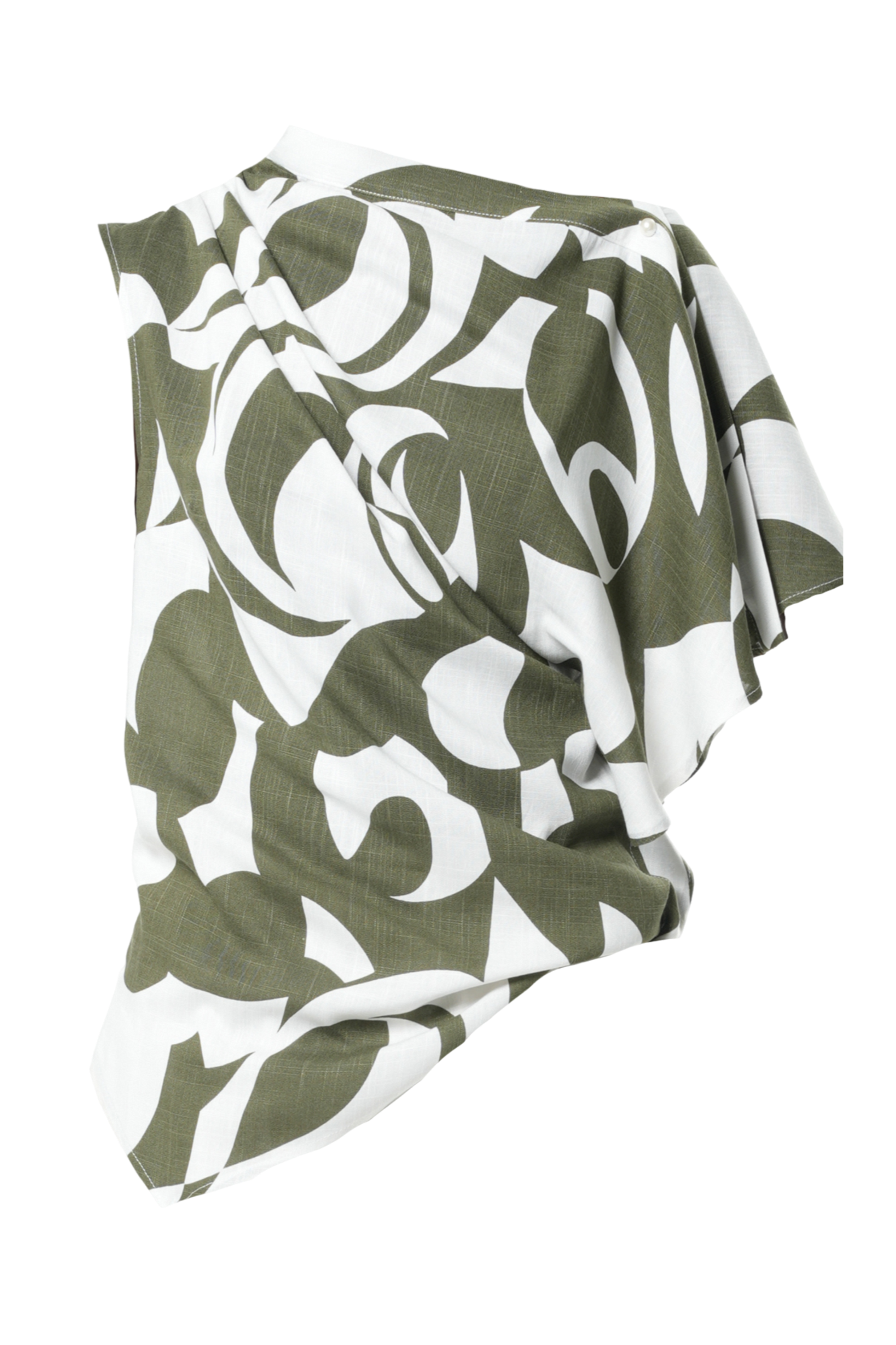 Metamorphoza Asymmetric Draped Top With Print In Green