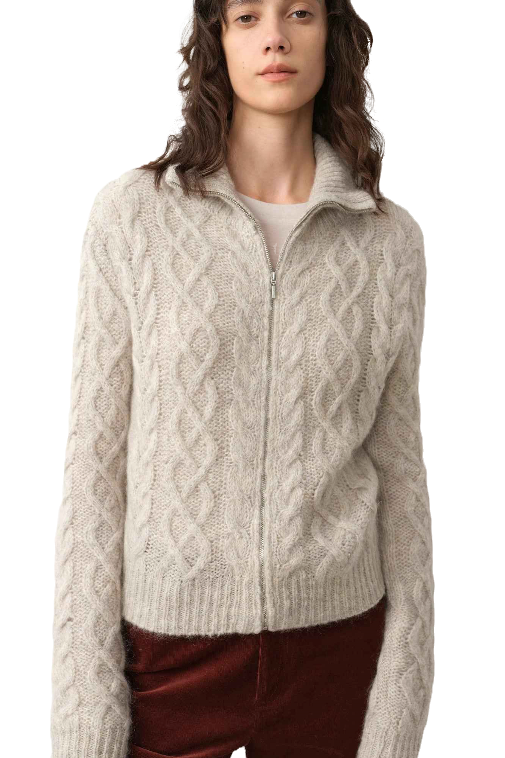 Firelady Fur "Romantic Cable" Vintage Mohair Wool Cable Knit Cardigan