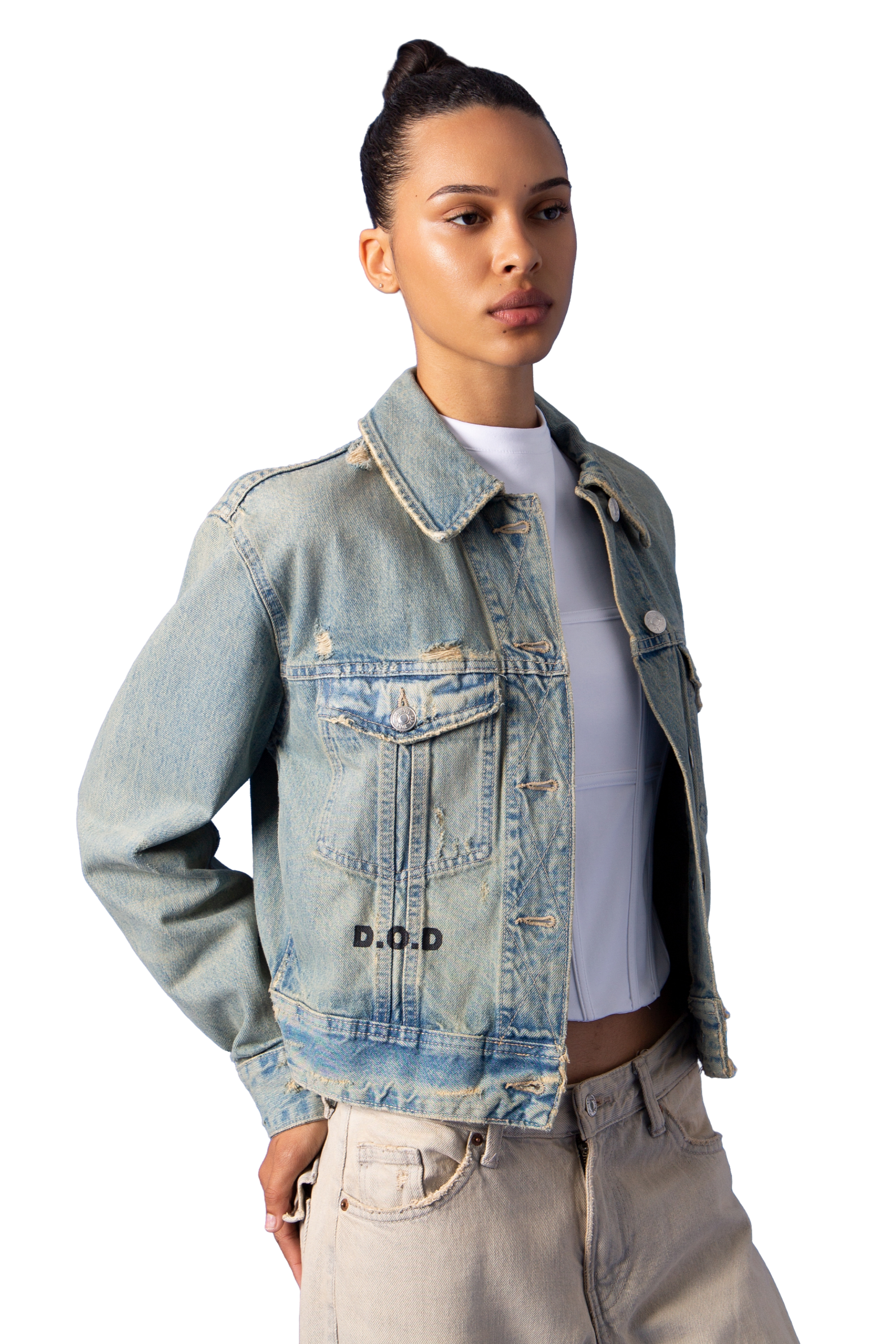 Dream of Desire "DESERVE" Denim Crop Jacket