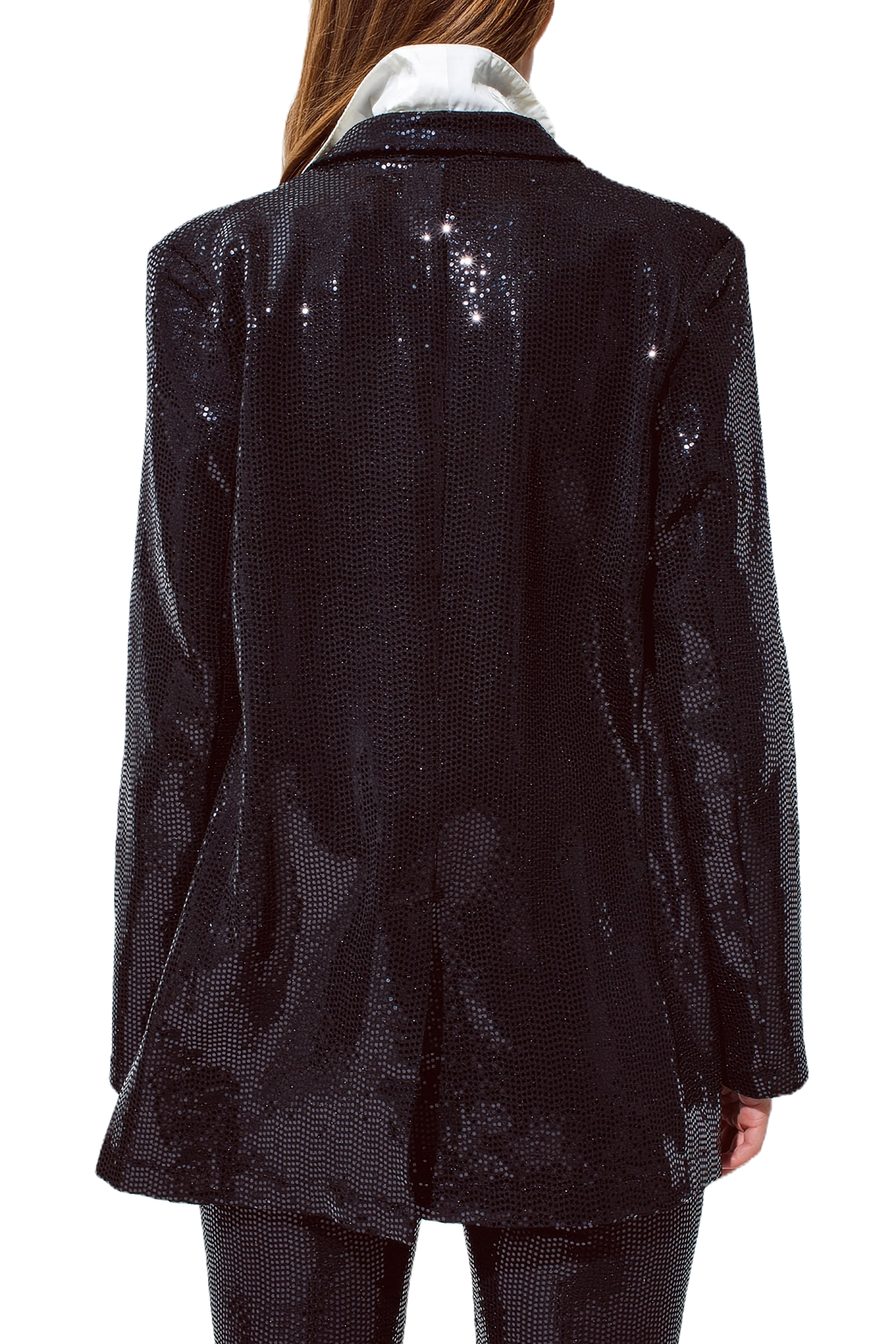 Q2 Party Relaxed Sequined Blazer in Black