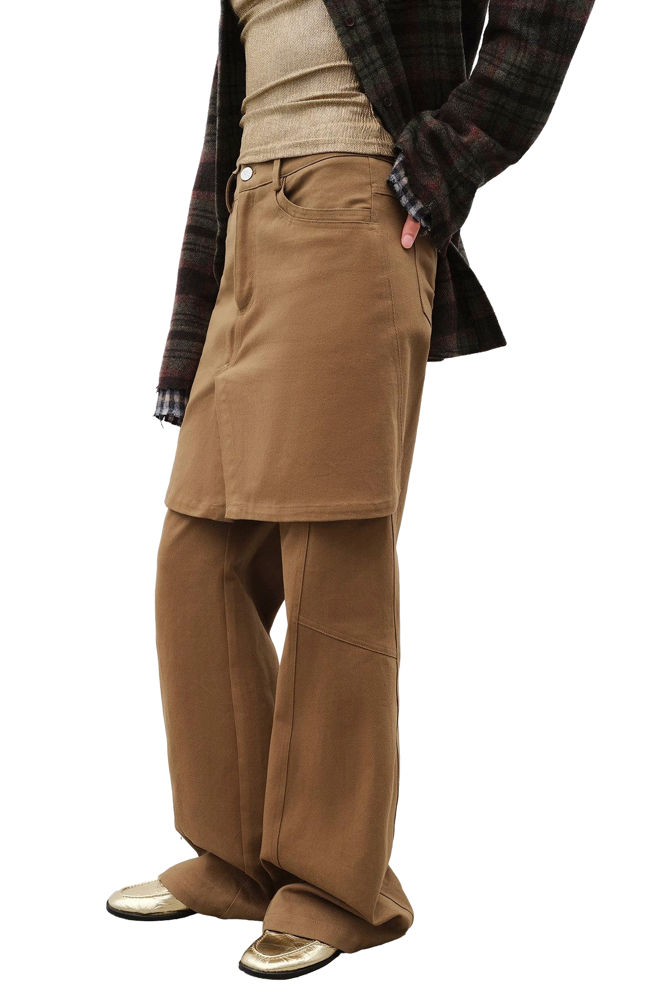 Firelady Fur "Culotte Declaration" Retro Split Two-Piece Twill Flare Jeans