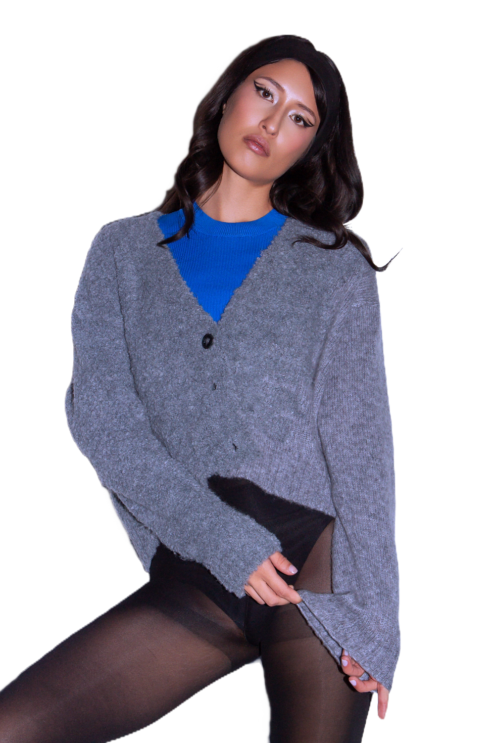 Antonia Erre Cardigan Boucle' in Lana E Alpaca - Tecla
