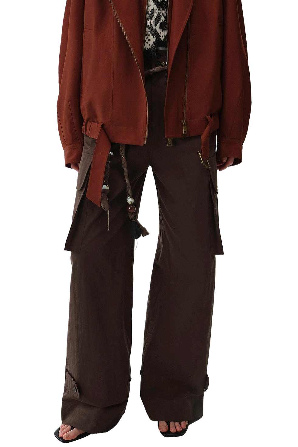 Thumbnail: Firelady Fur "Leisure First" Large Patch Pocket Wide-Leg  Cargo Work Trousers