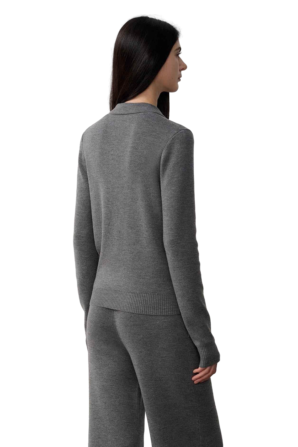 Firelady Fur "Lazy Urban" Merino Wool Polo Cardigan Straight-Leg Knit Pants Set