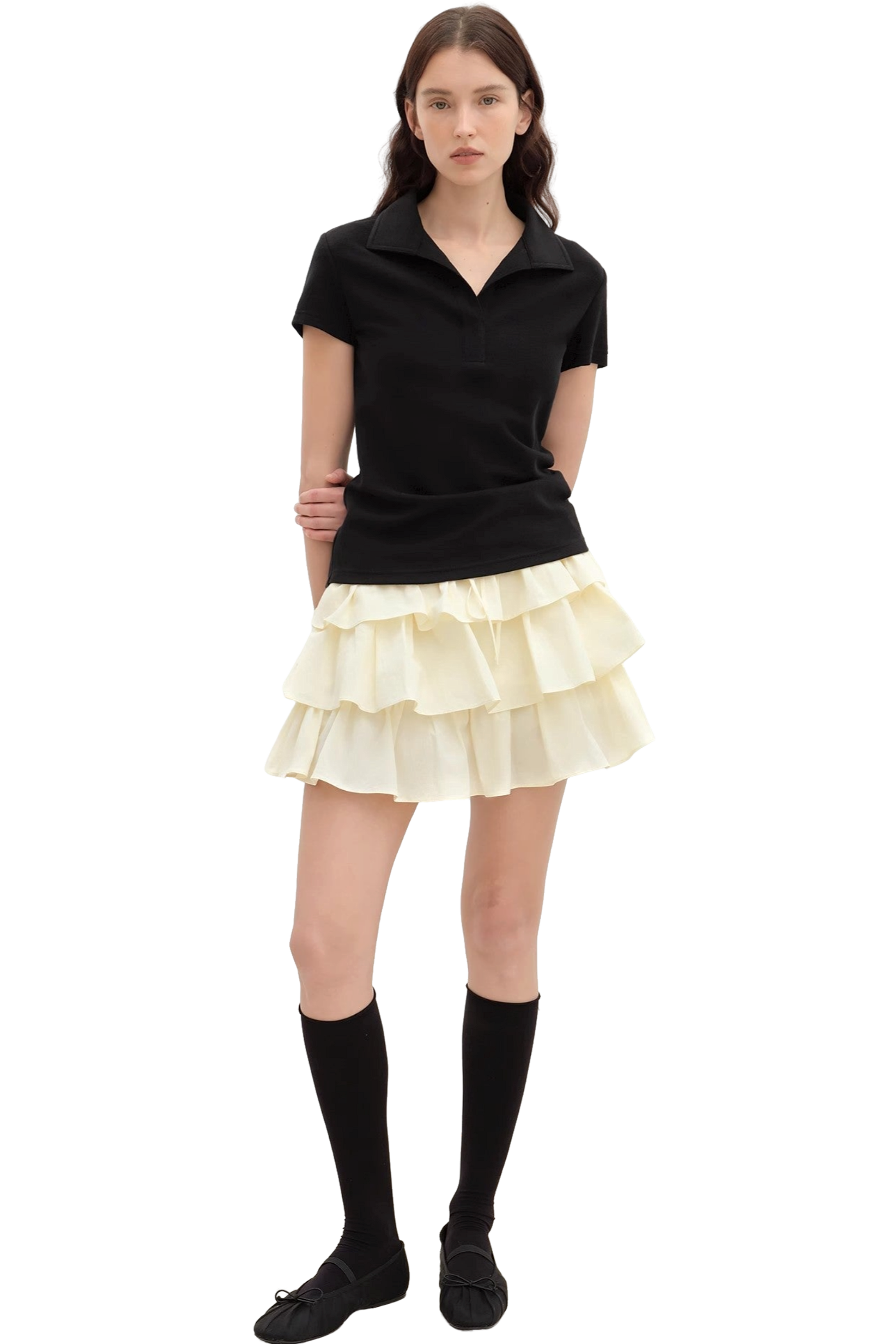 Firelady Fur "Blueberry Cream" Pure Cotton Tiered Ruffle Skirt