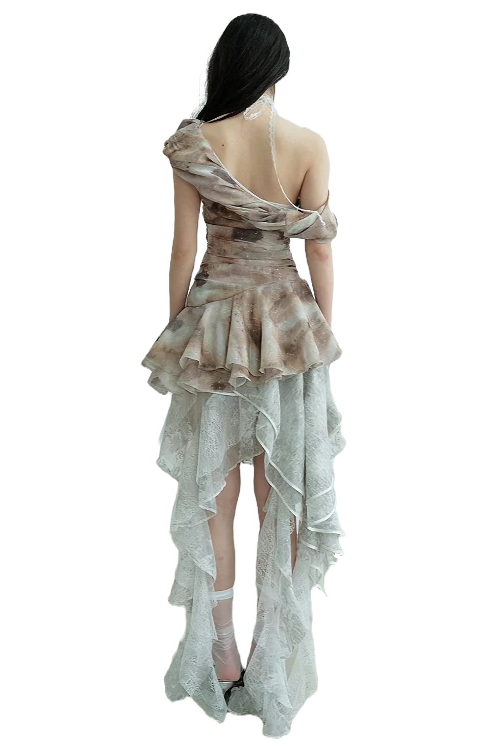 Thumbnail: Marigold Shadows Cossett Irregular Ruffles Tube Top Skirt