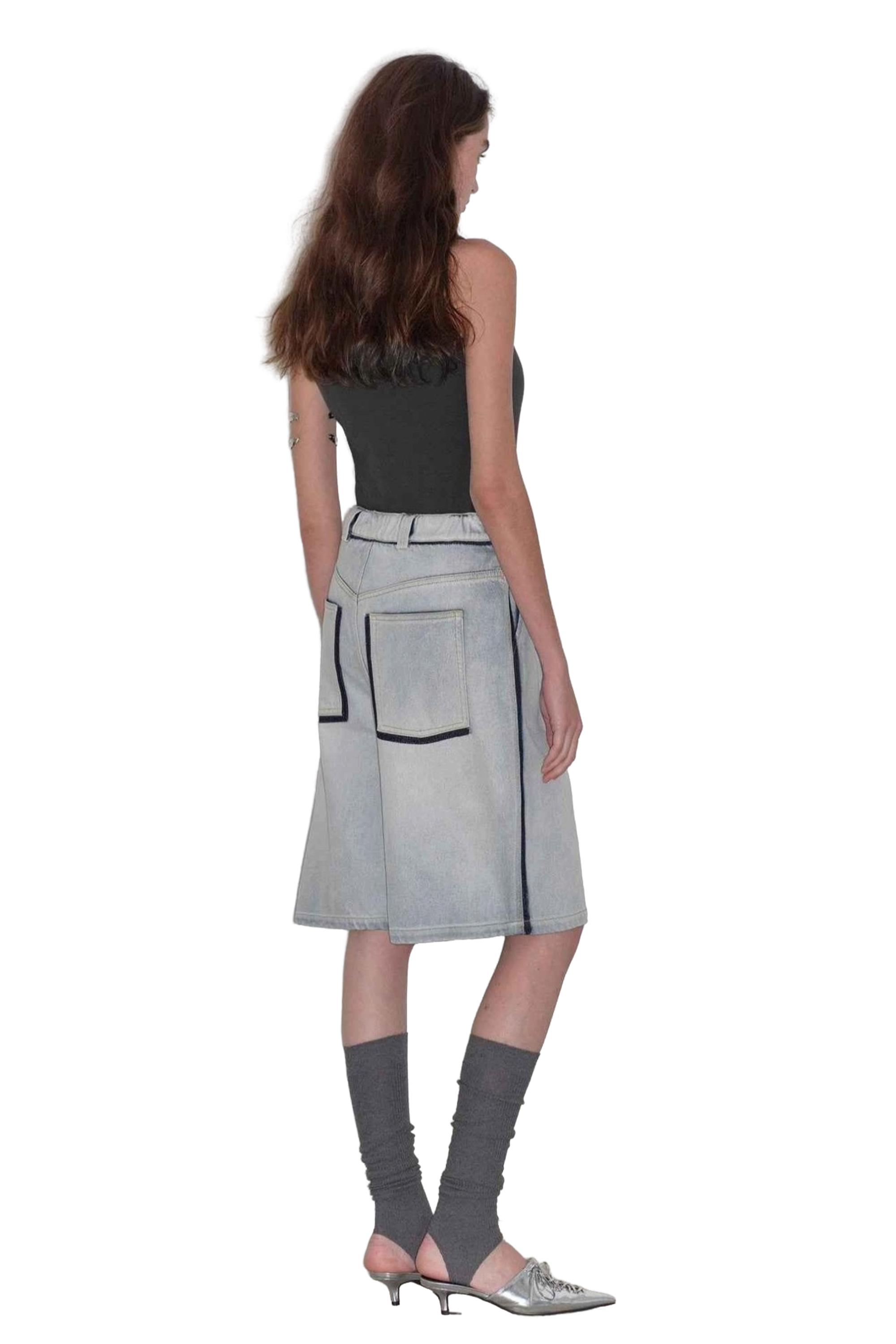 Firelady Fur “Unruly Sonata” Wide Leg Washed Denim Shorts