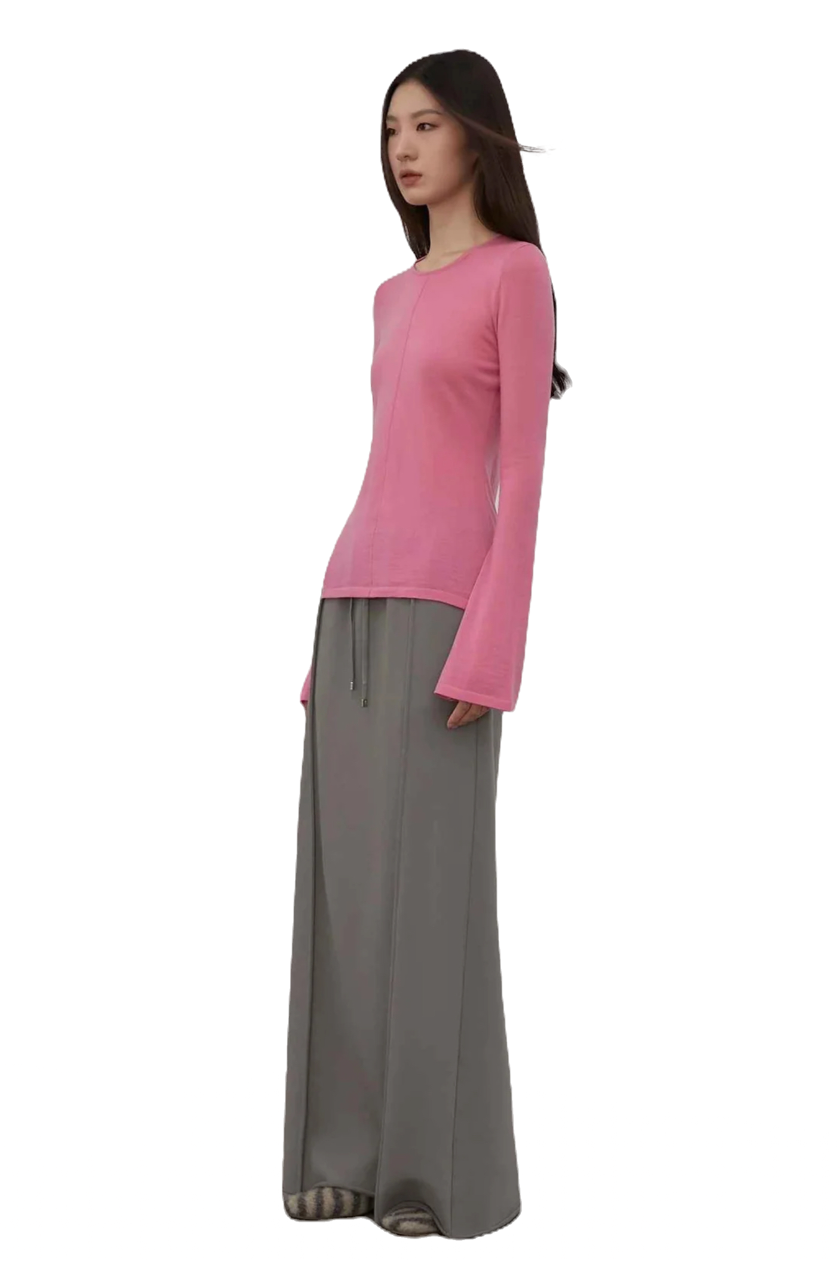 Firelady Fur "Cloudy Star" Sporty Color-Blocked Drawstring Maxi Skirt