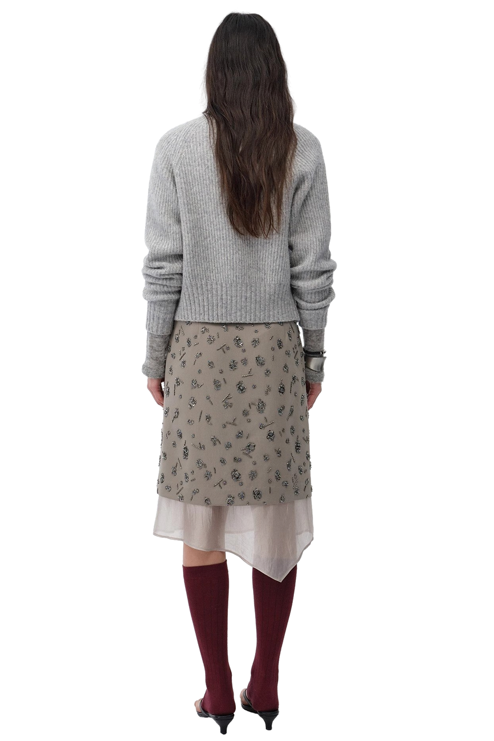 Thumbnail: Firelady Fur "Flowers and Her" Hand-Embroidered Sequin Skirt