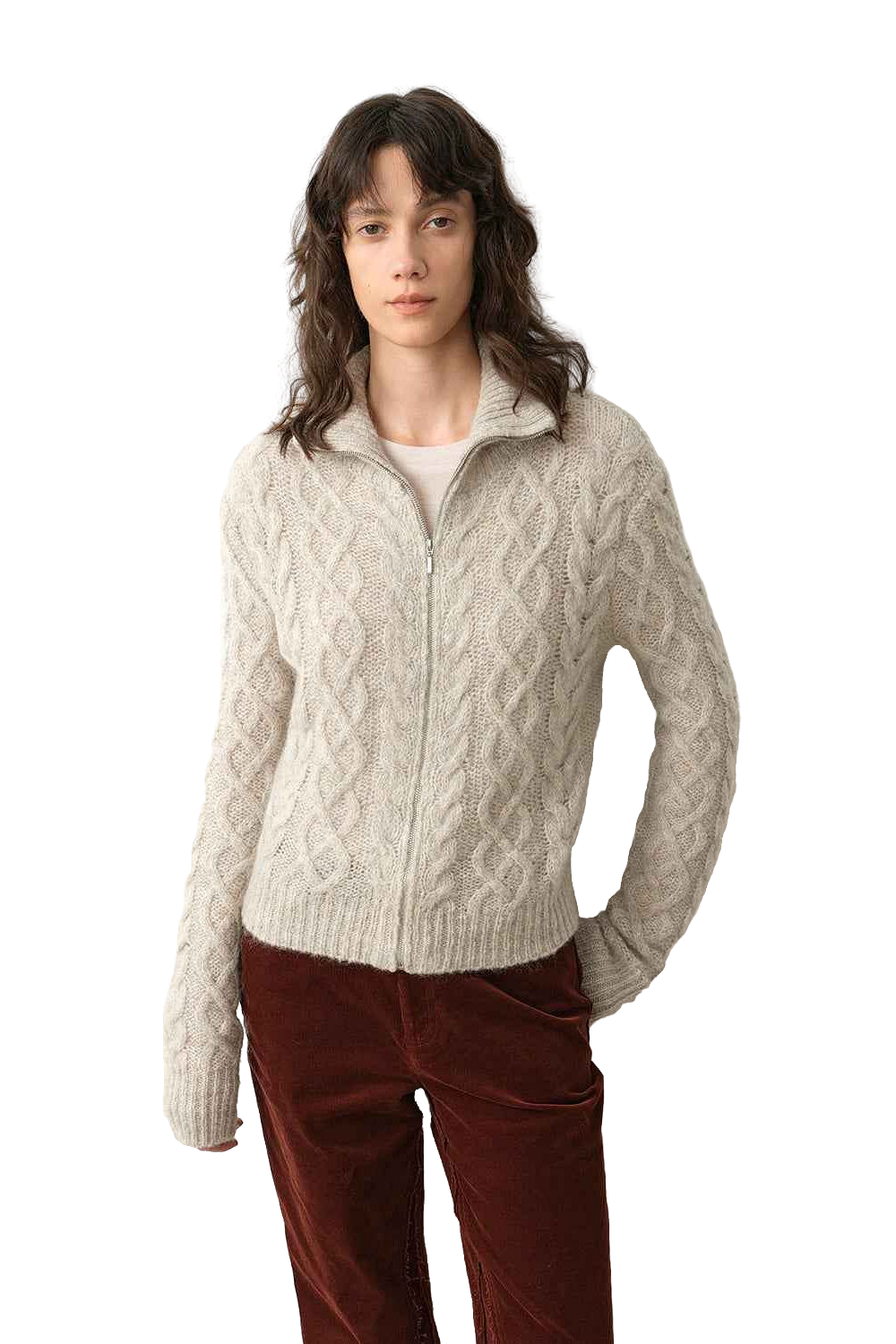 Firelady Fur "Romantic Cable" Vintage Mohair Wool Cable Knit Cardigan