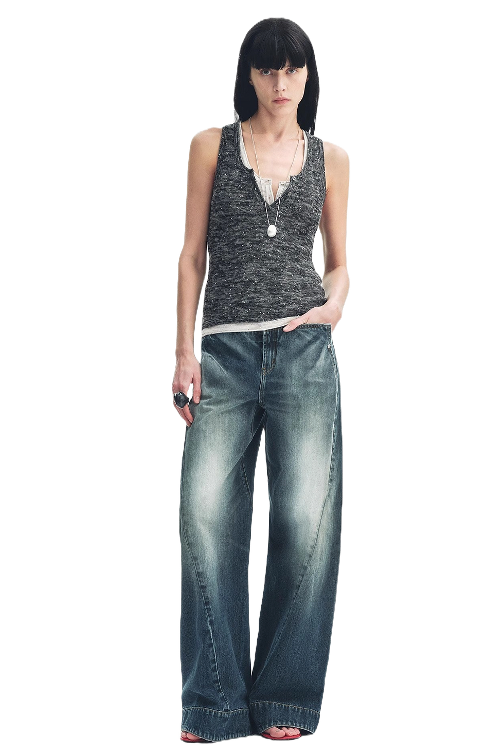 Thumbnail: Firelady Fur "Summer Night Starry Sky"  Henley Beaded Vest Top