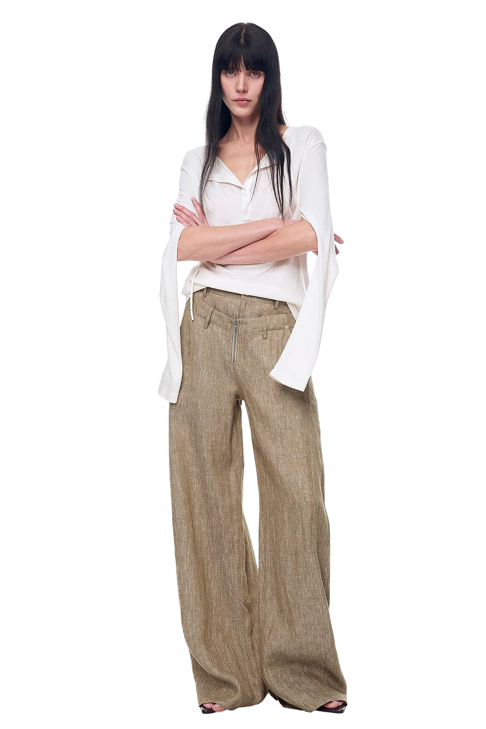 Thumbnail: Firelady Fur  "Berlin Street" Linen Double Waist Casual Trousers
