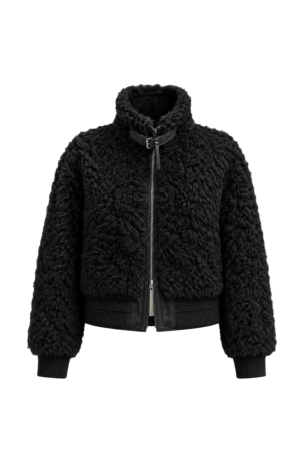 Firelady Fur "Curly Story" Short Bomber Coat with Fluffy Curly Sheep Hair