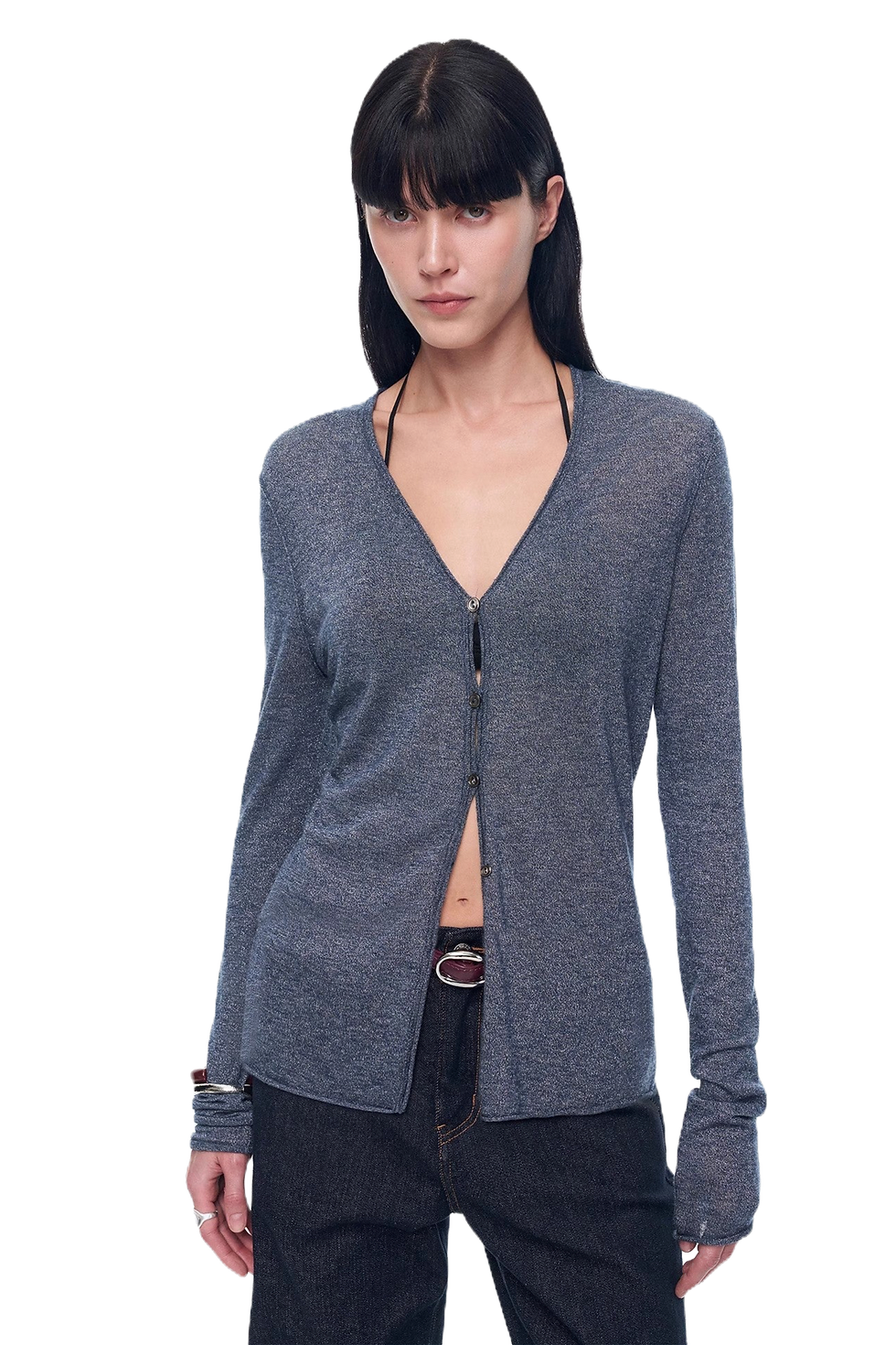 Thumbnail: Firelady Fur "Long Island Vacation" Wool Blend V-Neck Knit Cardigan
